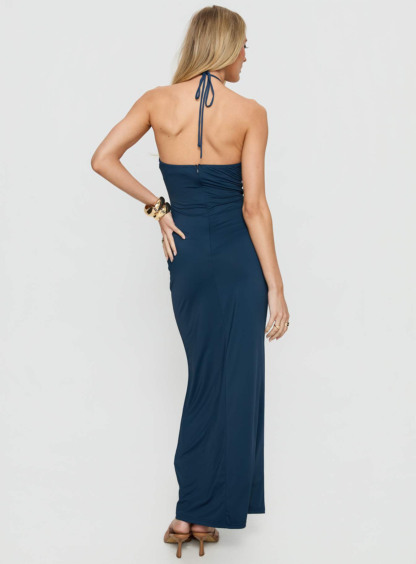 Kaydiana Halter Keyhole Maxi Dress Navy - Image 5