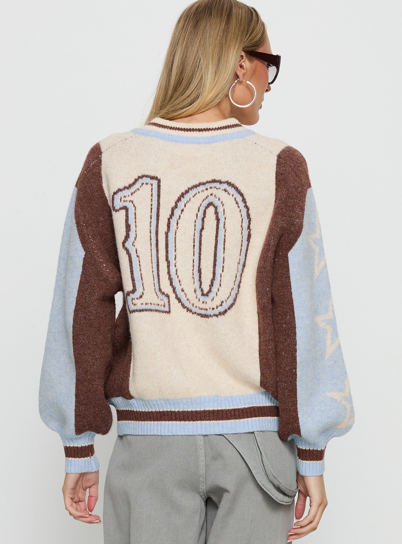 Brandyce Graphic Knit Jacket Blue Chocolate - Image 5