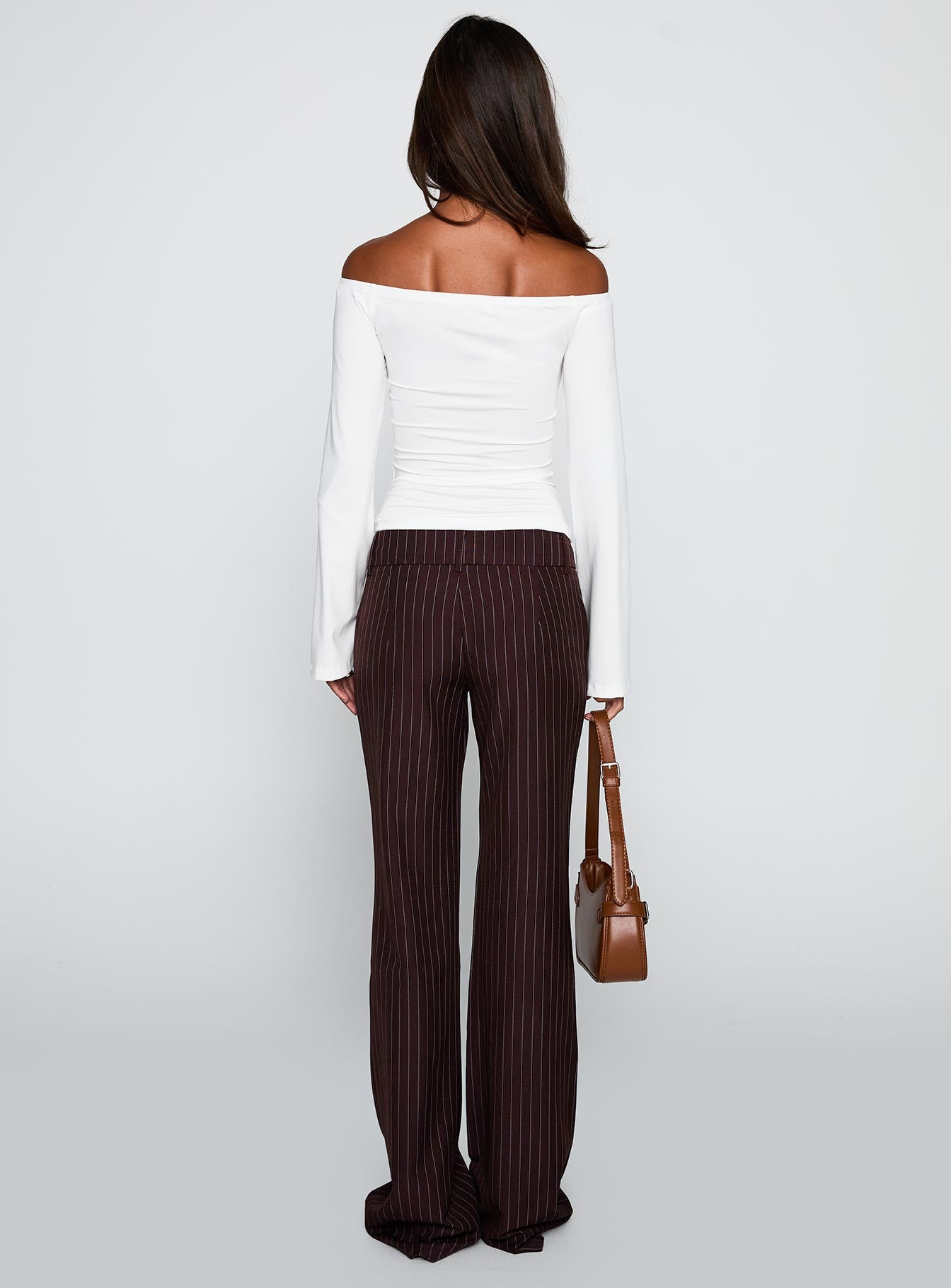 Kinkirk Flared Pants Brown Pinstripe - Image 5