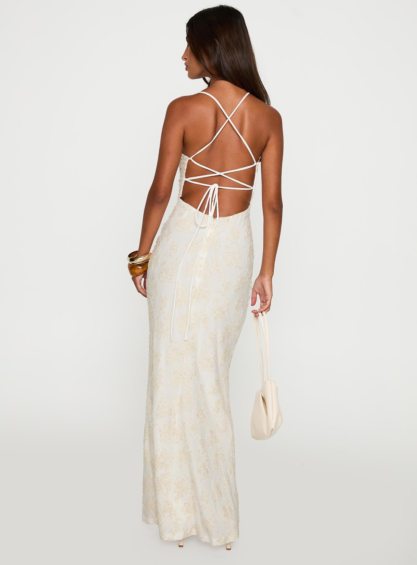 Starcrossed Halter Maxi Dress Cream - Image 5