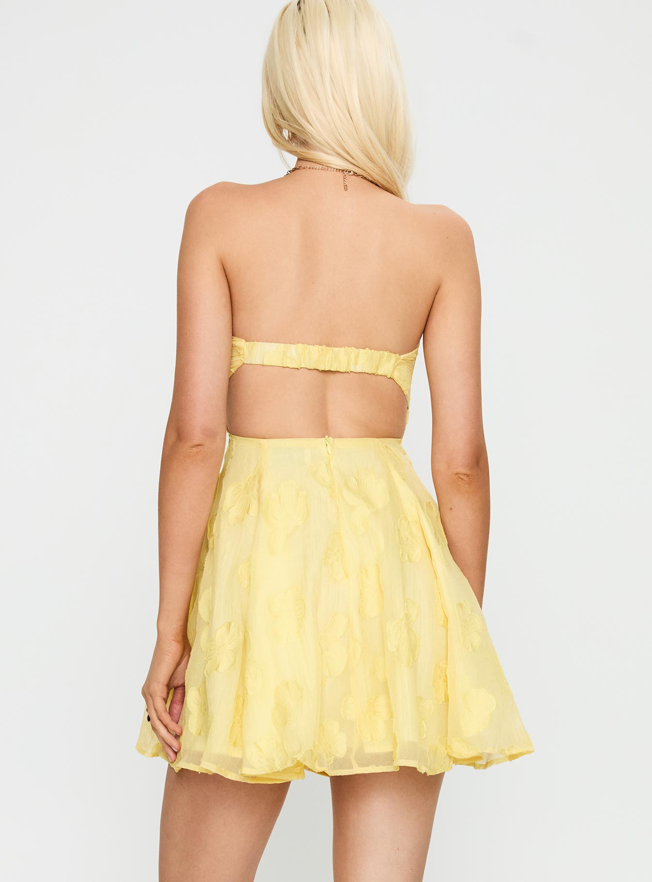 Loulani Strapless Mini Dress Lemon - Image 4