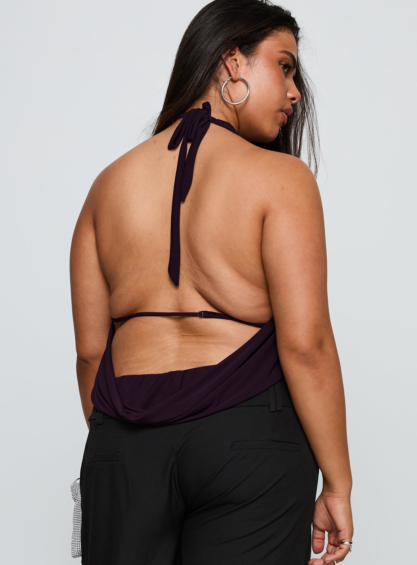 Carefree Days Cowl Neck Top Purple Curve - Image 4