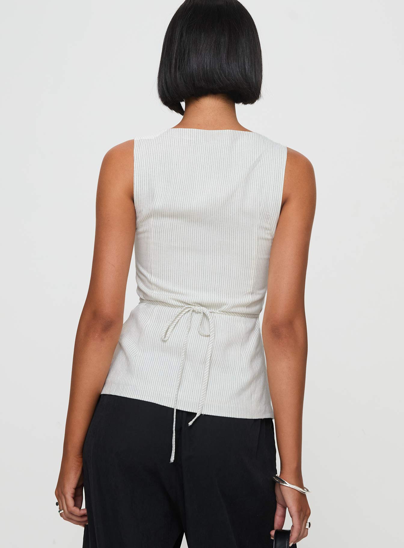 Spirito Vest Top White Thin Stripe - Image 5