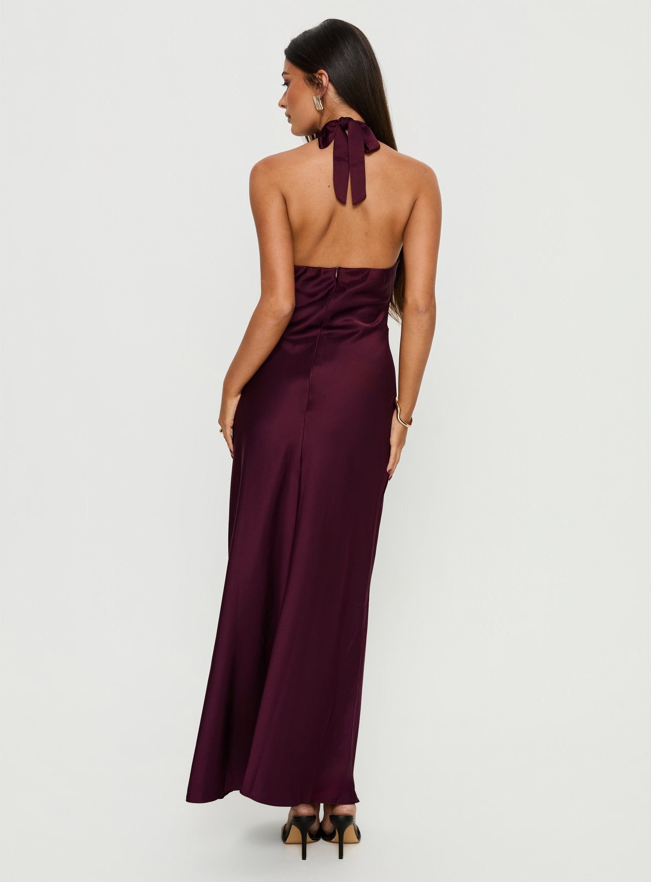 Rosario Halter Sheer Maxi Dress Plum - Image 4