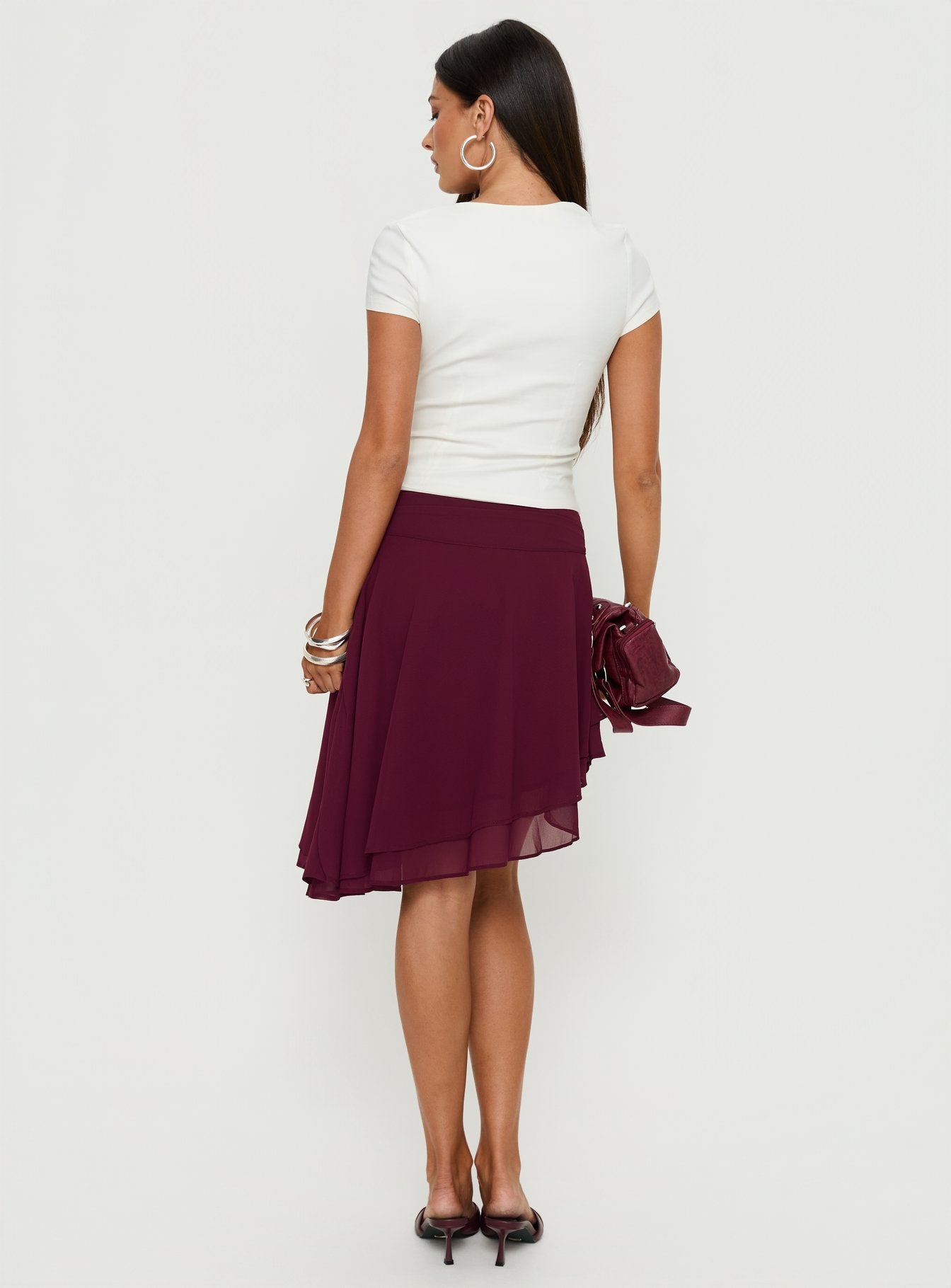 Evanescence Asymmetrical Midi Skirt Cherry - Image 5