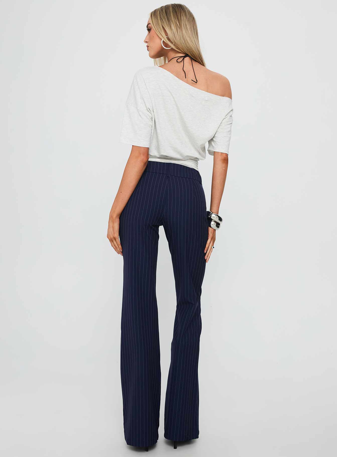 Kinkirk Flared Pants Navy Pinstripe - Image 5