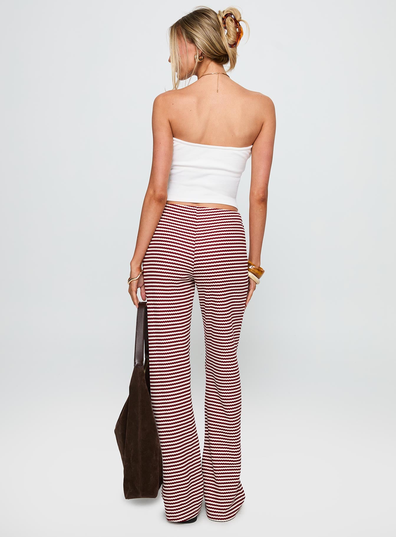 Next To Me Lounge Pant Red White Stripe - Image 5