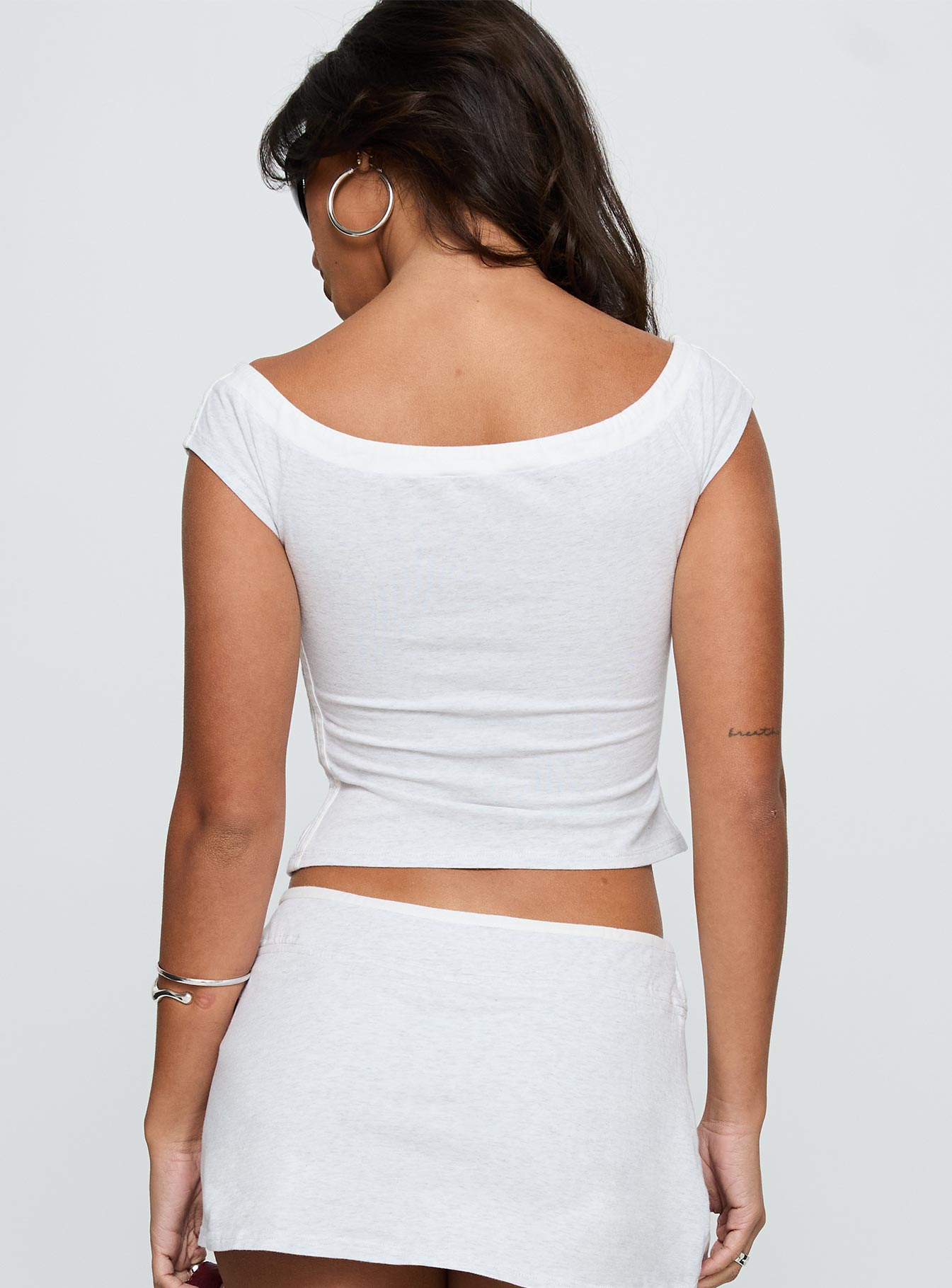 98 Baby Off The Shoulder Top Grey Marle - Image 5