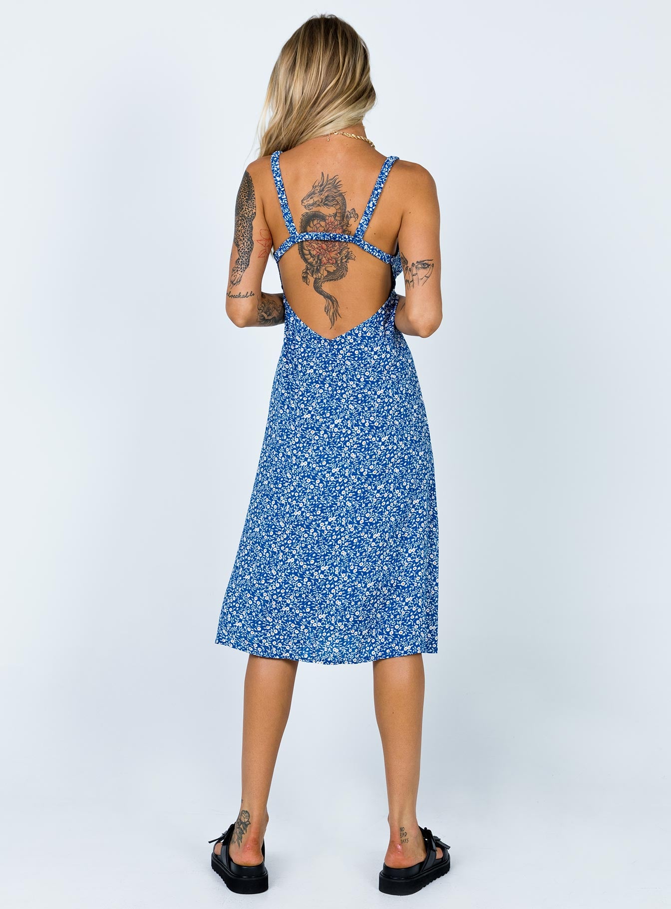 Georgia Midi Dress Navy Lower Impact - Image 5
