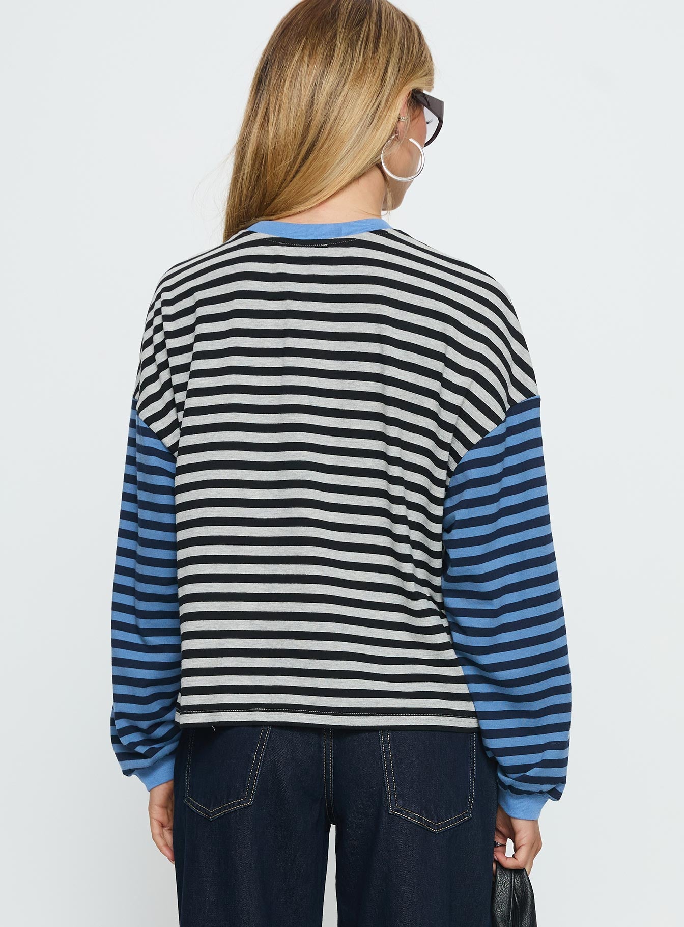 Taysha Long Sleeve Top Black Grey Stripe - Image 5