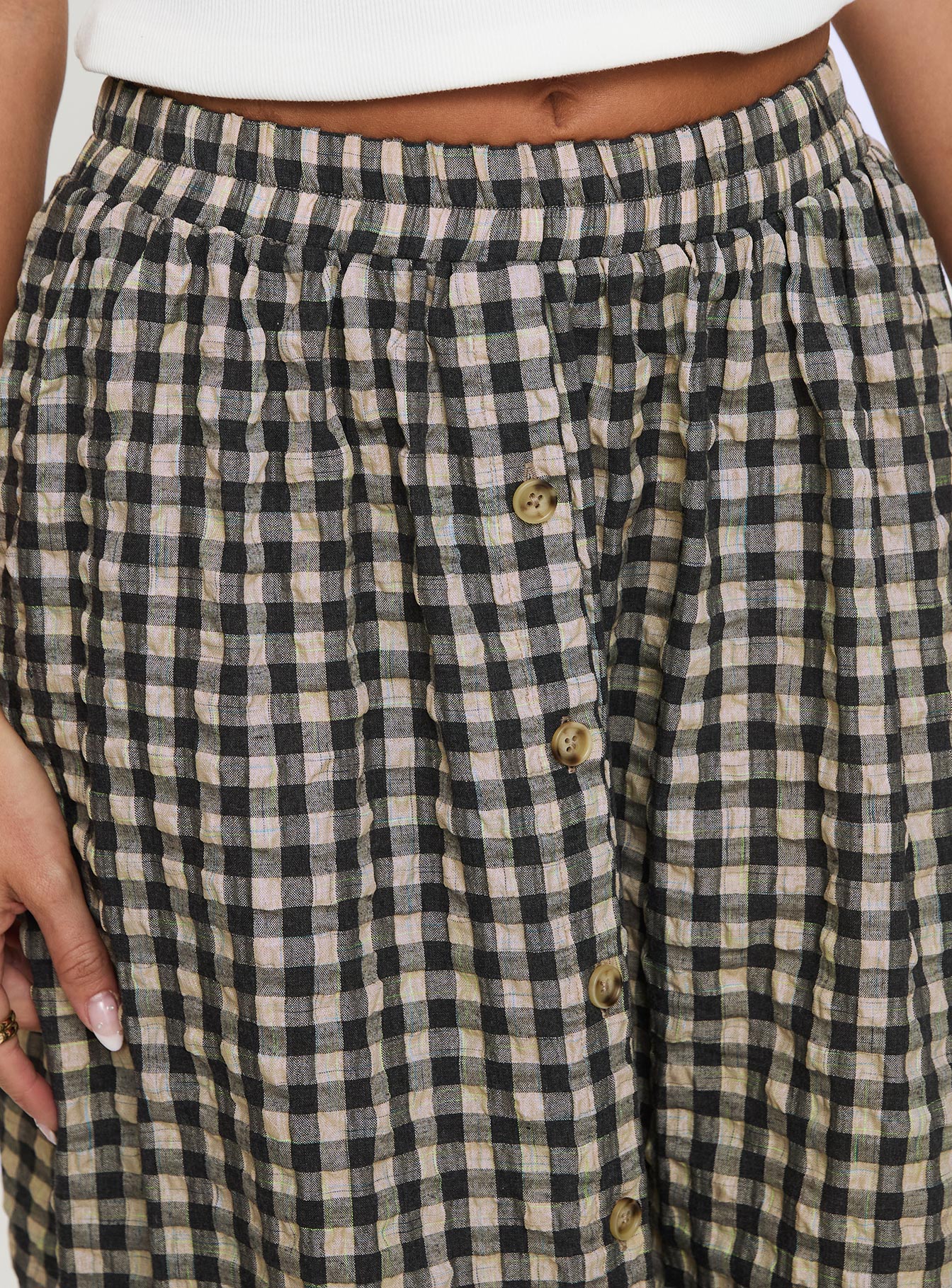 Cartmel Check Maxi Skirt Black Cream - Image 6