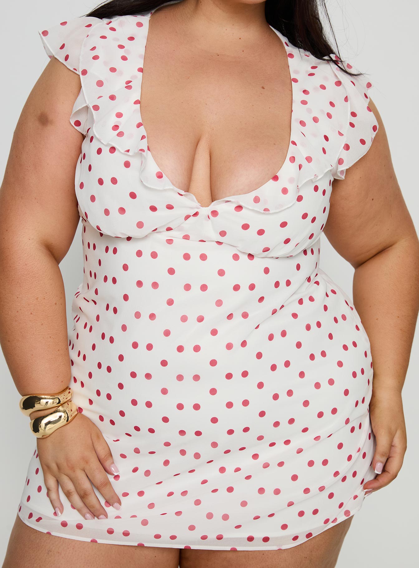 I Guess So Mini Dress White Burgundy Curve - Image 6