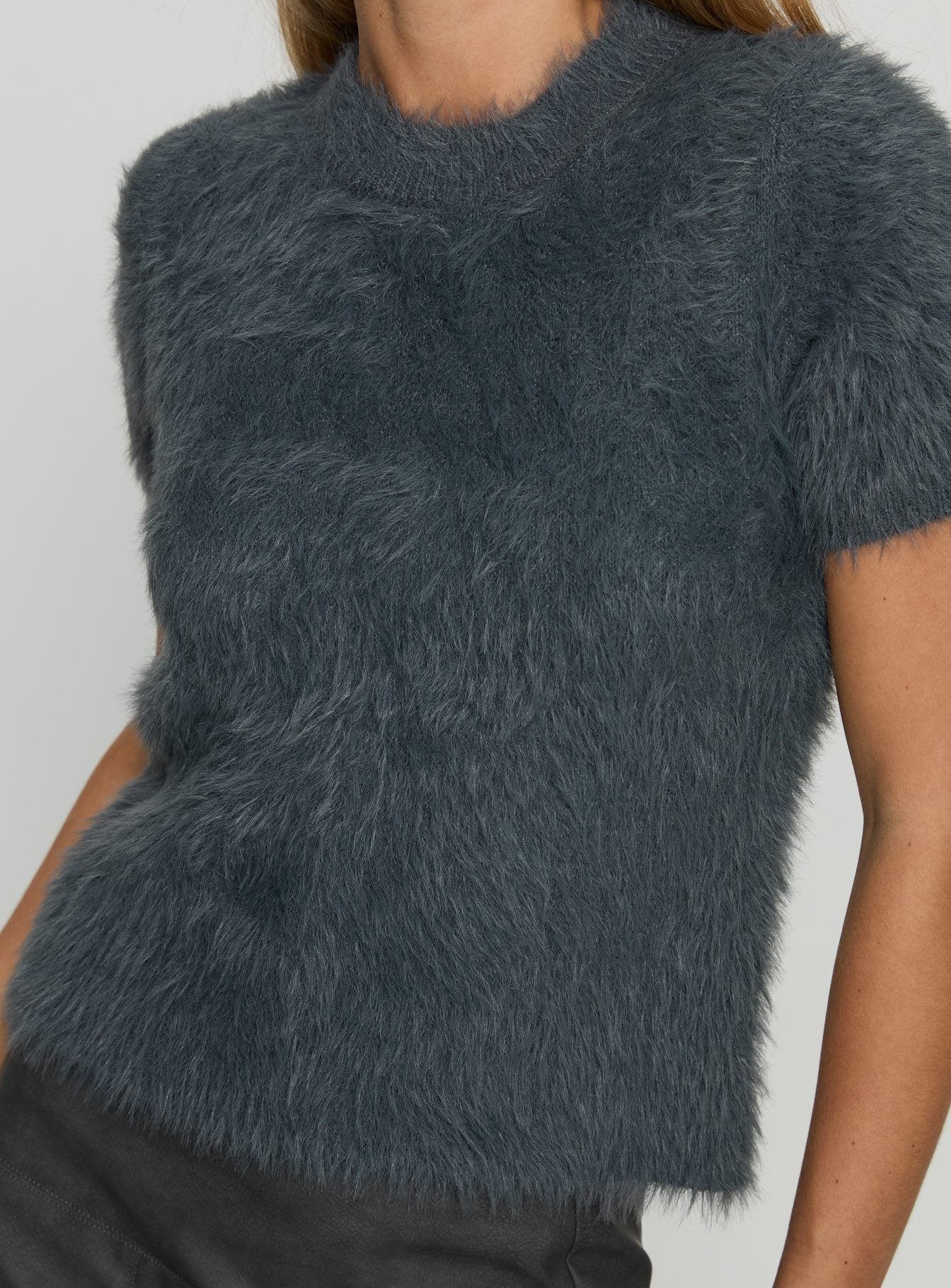 Starlynn Fluffy Short Sleeve Top Slate - Image 6