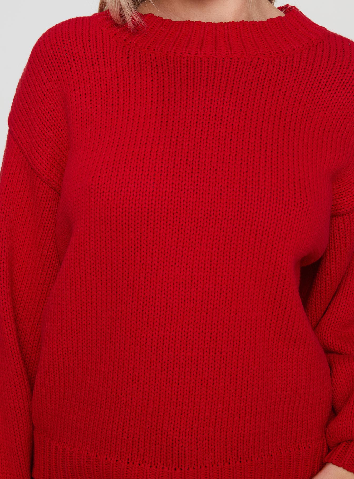 Harmony Balloon Sleeve Knit Sweater Red - Image 6