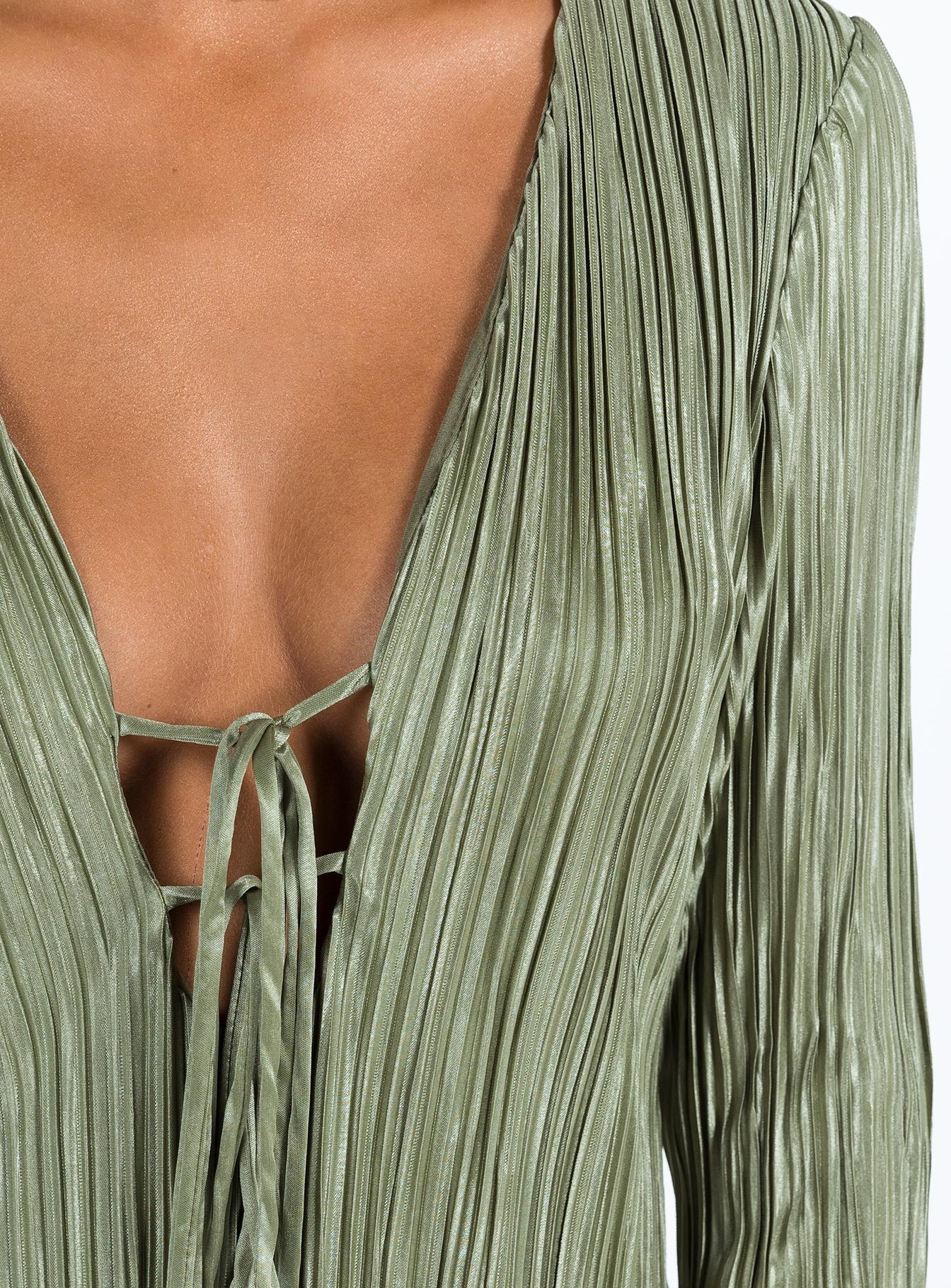Malop Long Sleeve Mini Dress Sage - Image 9