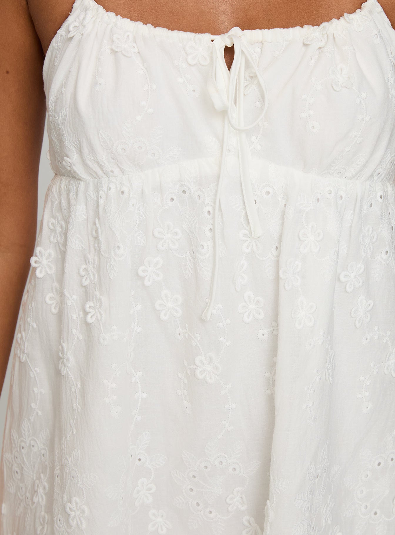 Daisy Chains Broderie Halter Mini Dress White - Image 6