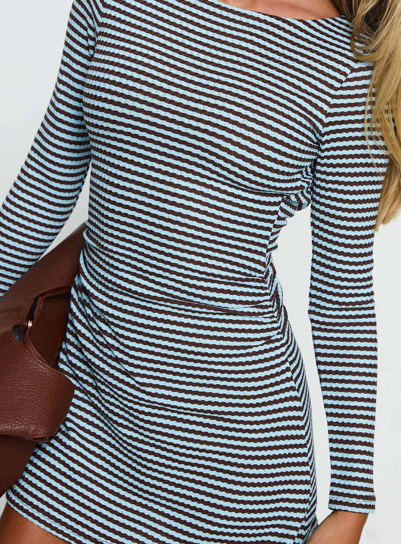 Carnella Long Sleeve Mini Dress Blue Stripe - Image 6