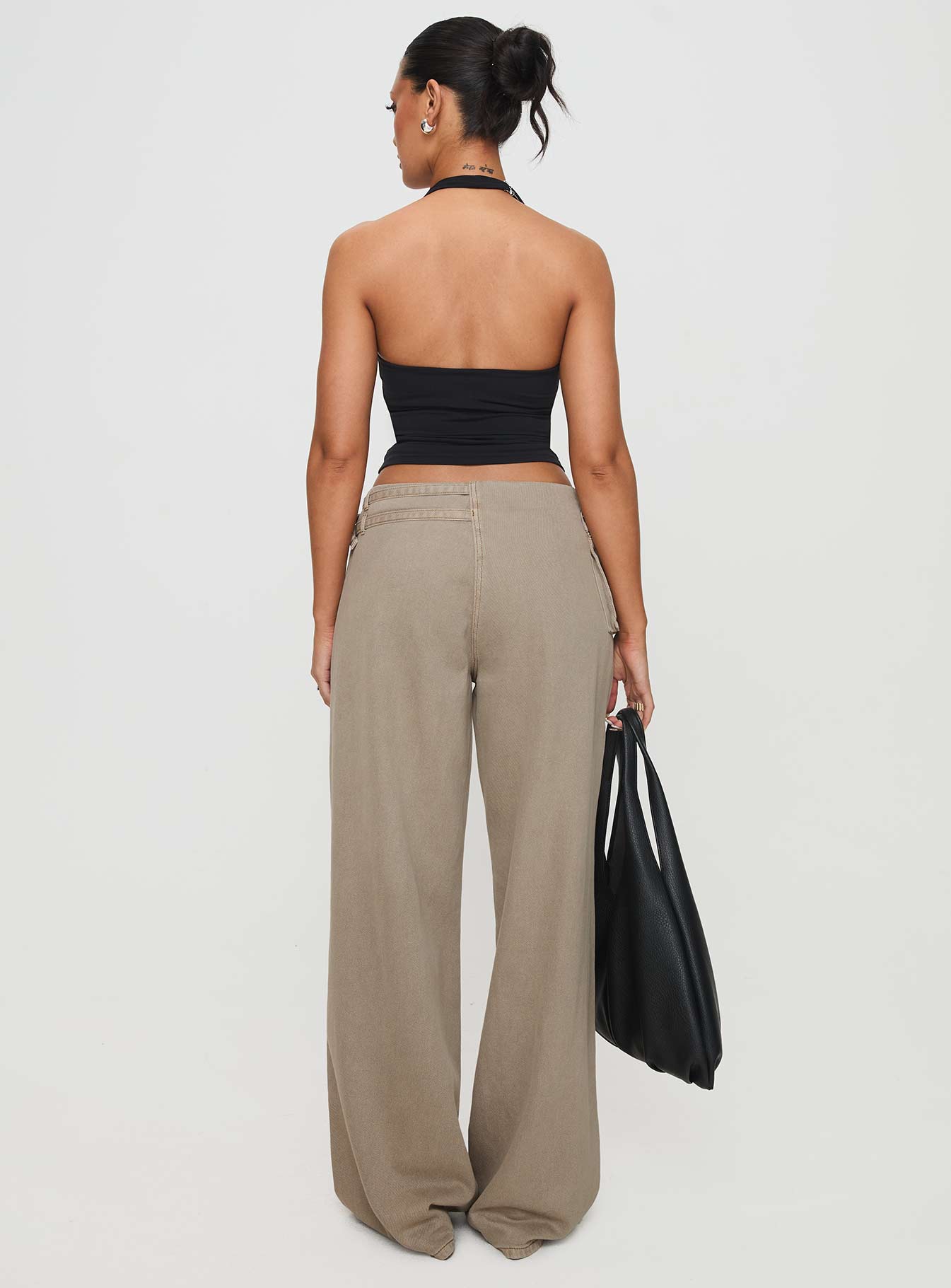 Paltrow Mid Rise Wide Leg Cargo Jeans Washed Brown Petite - Image 5