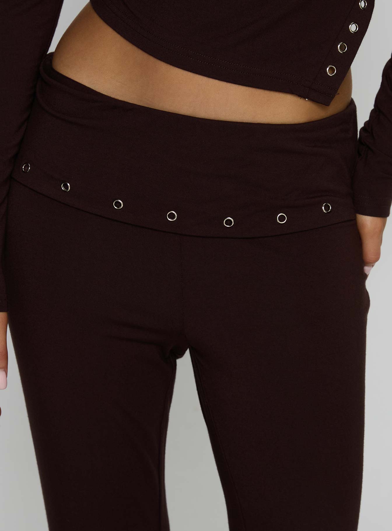 Wynna Eyelet Foldover Pants Chocolate - Image 6