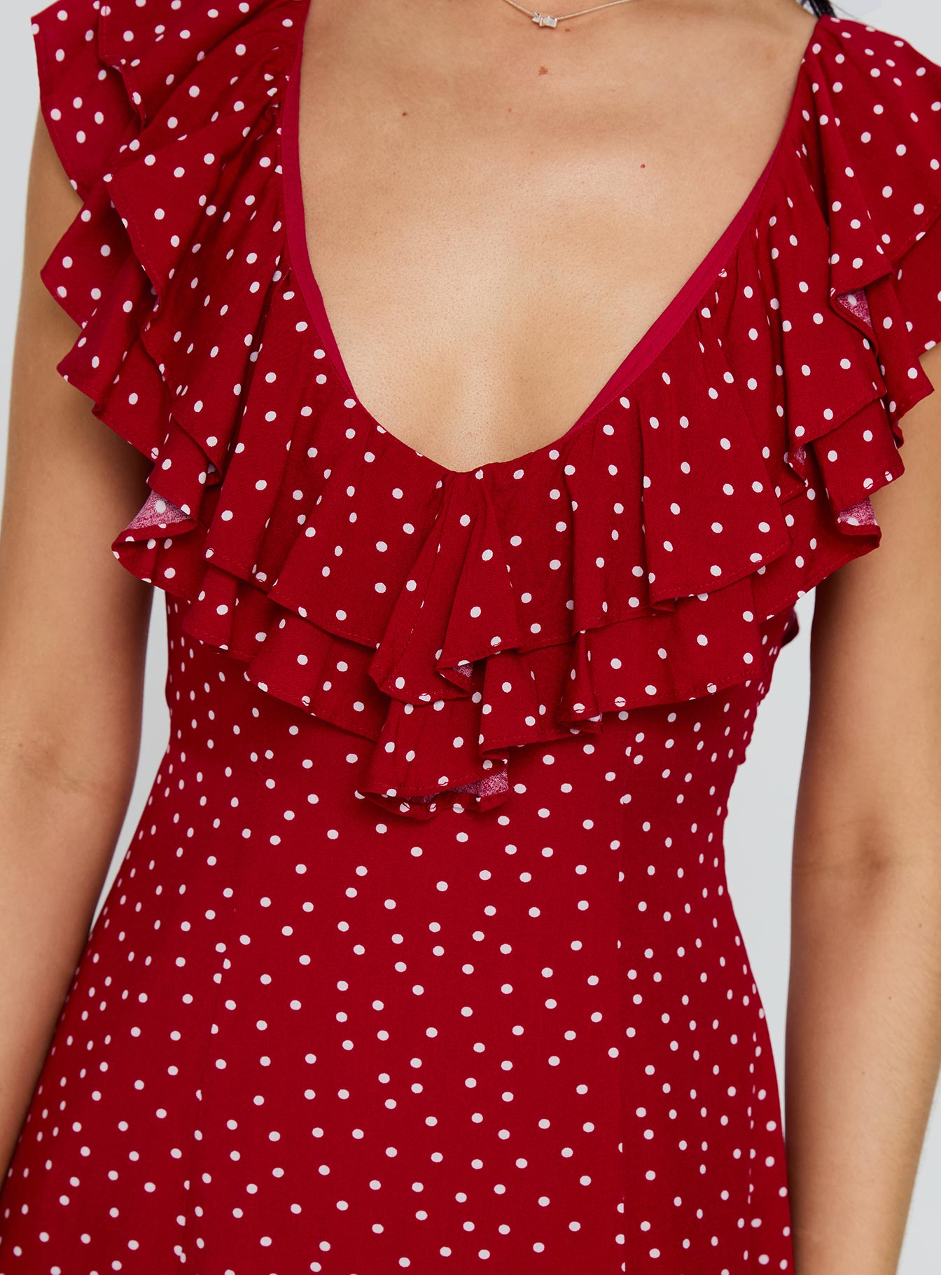 Cherry Schnapps Flutter Mini Dress Red Polka - Image 6