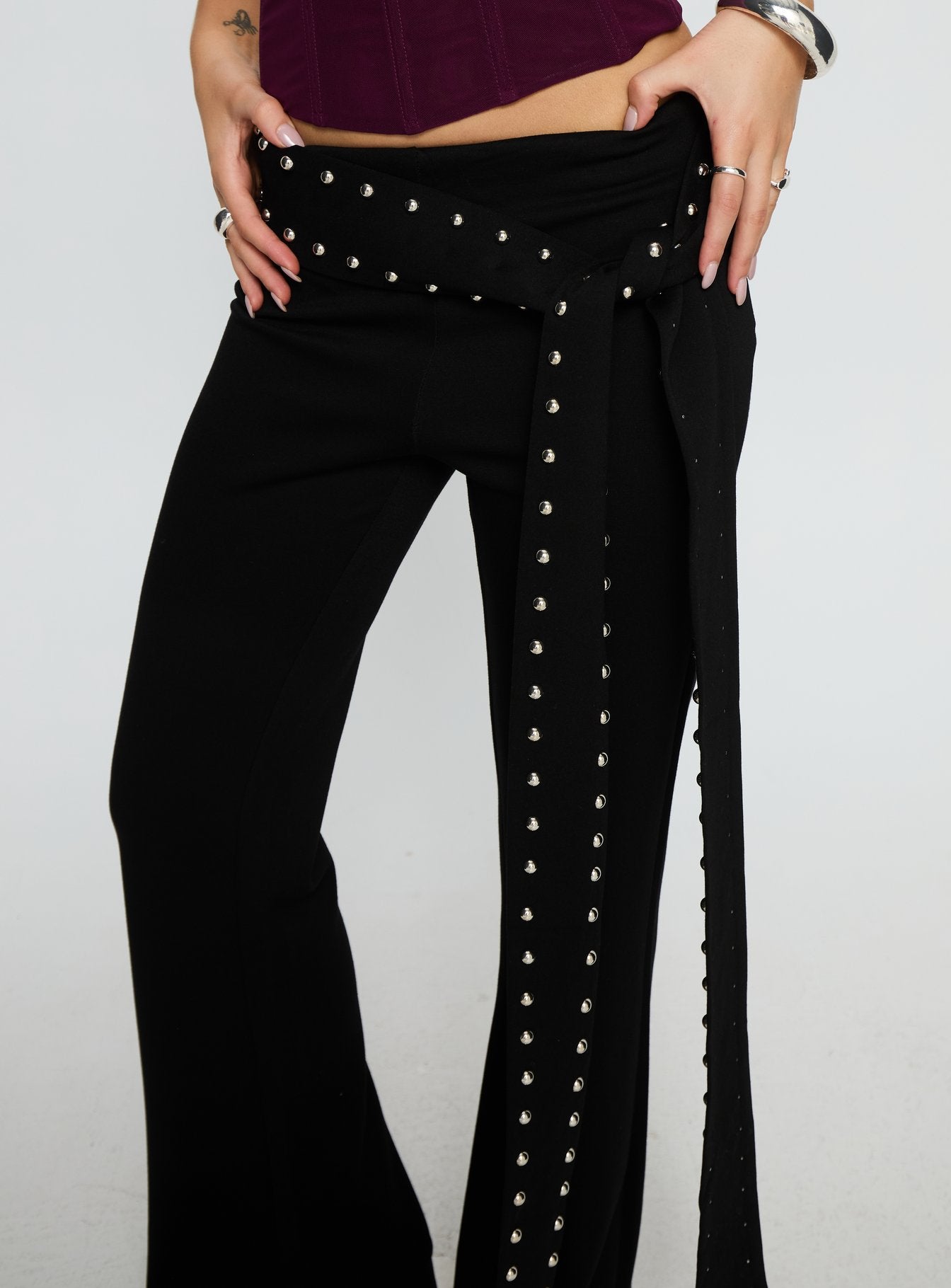 Nikolia Studded Wrap Belt Pants Black - Image 6