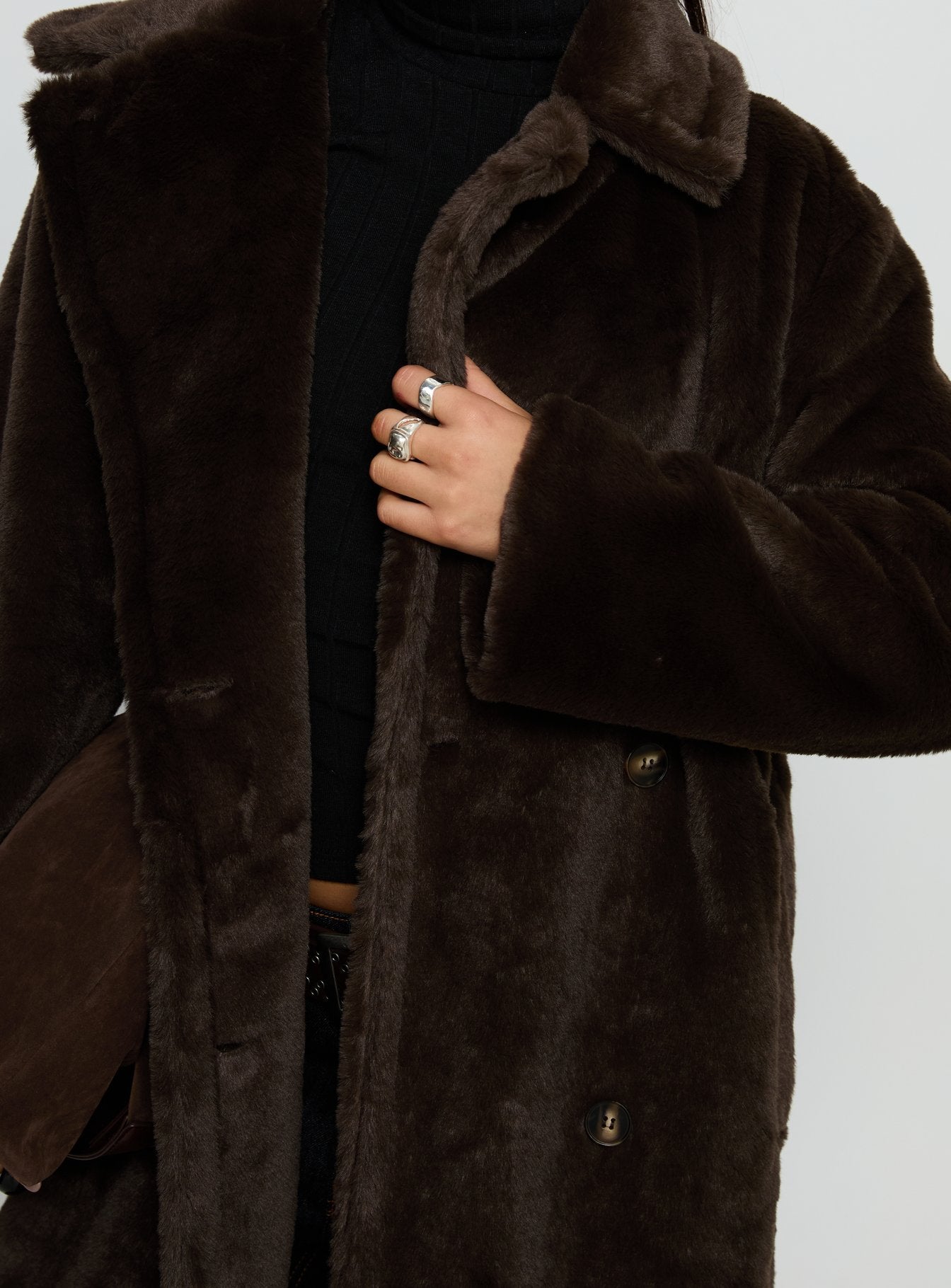 Alvie Longline Faux Fur Coat Brown - Image 6