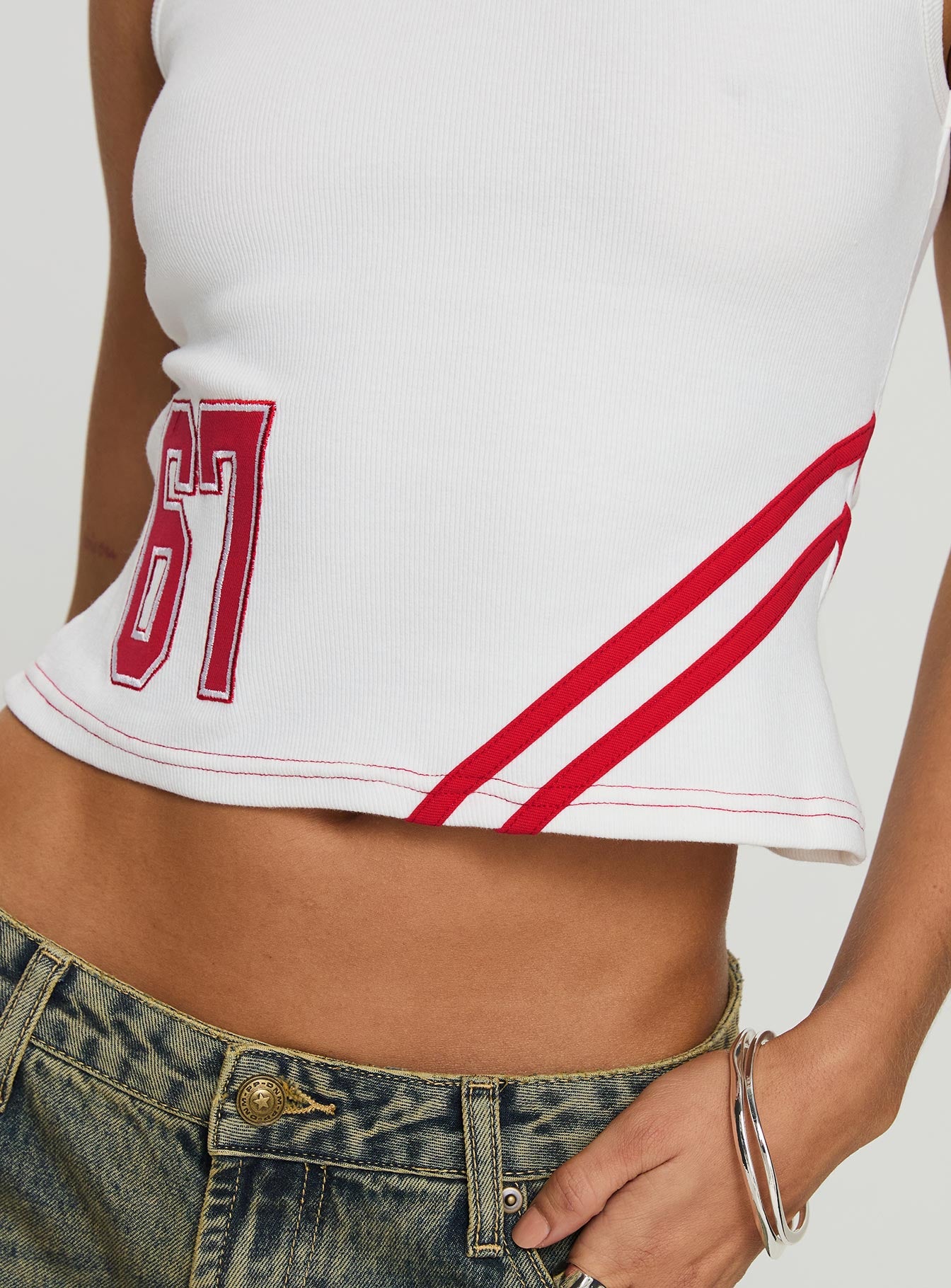 Fast 67 Tank Top White Red - Image 6