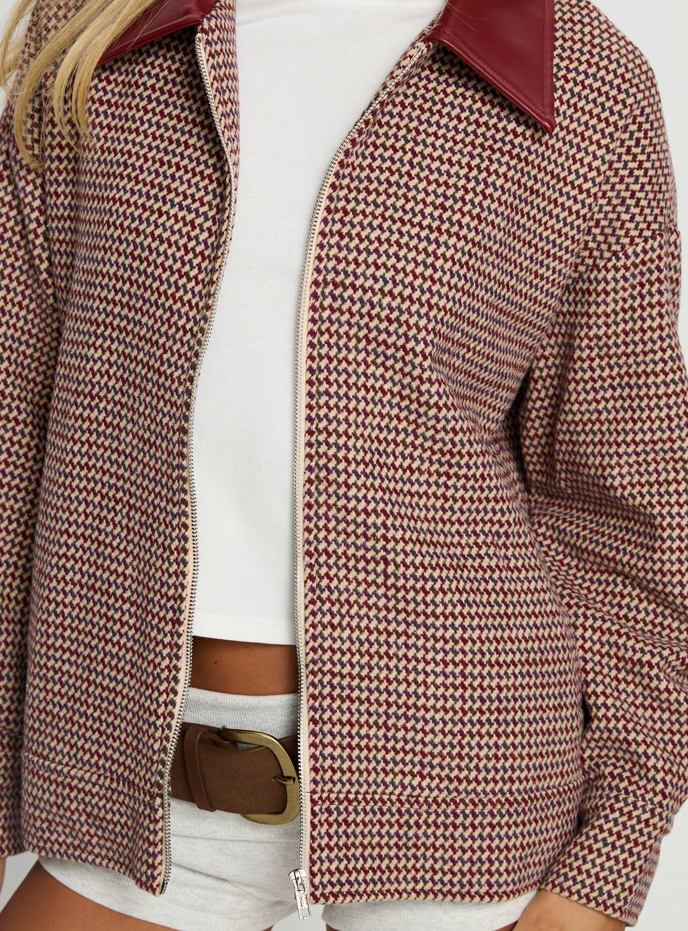 End Of The Day Collared Jacket Red Multi - Image 5