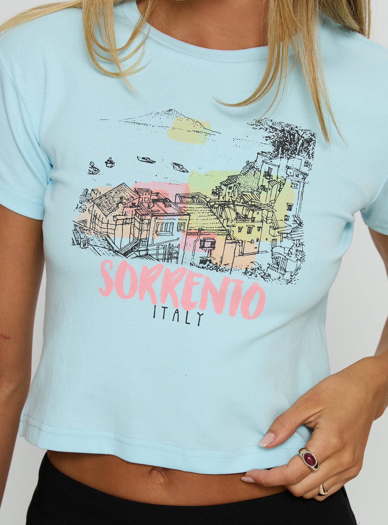 Love From Sorrento Graphic Top Blue - Image 5