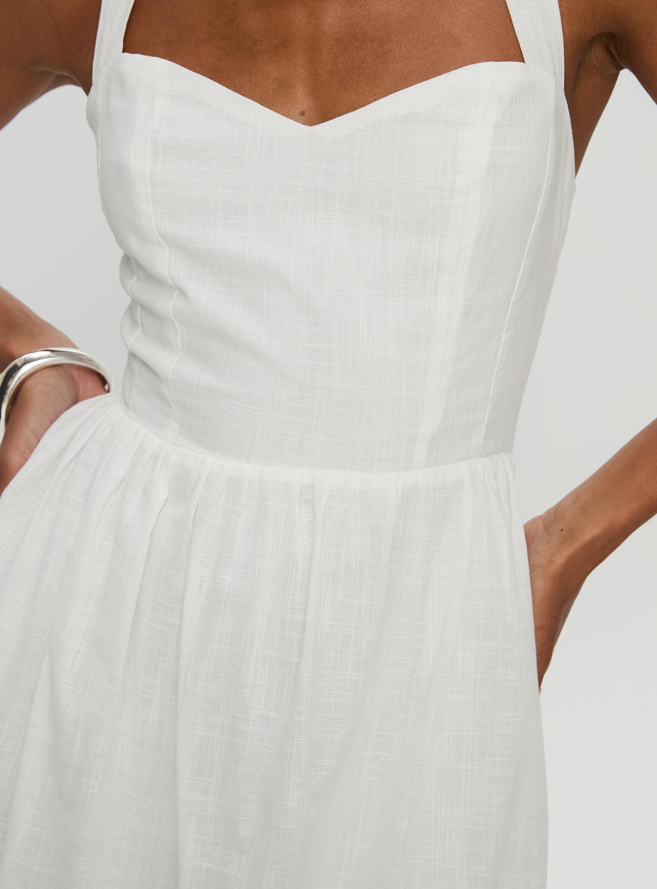 Zolena Halter Mini Dress White - Image 6