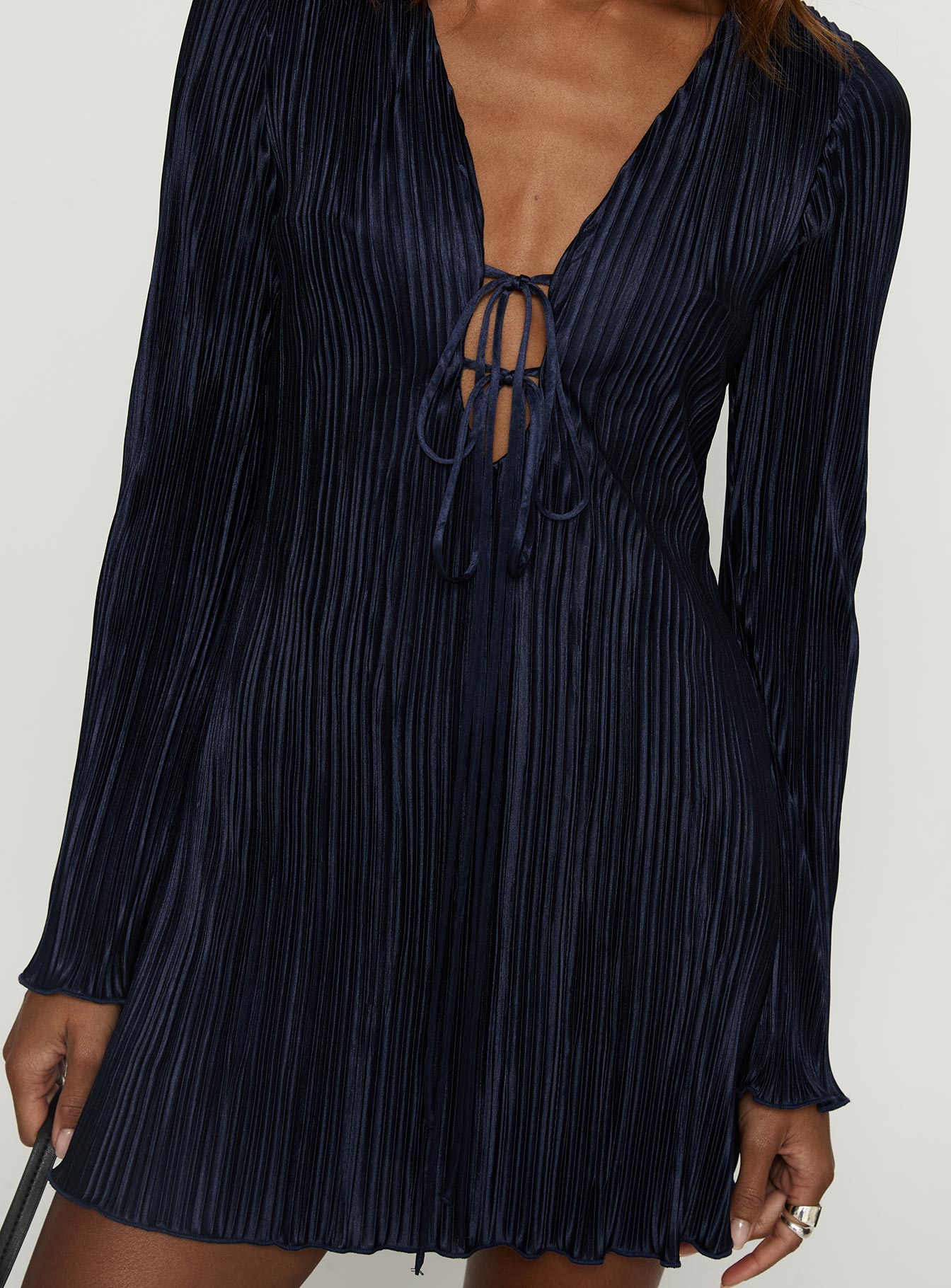 Malop Long Sleeve Mini Dress Navy - Image 6