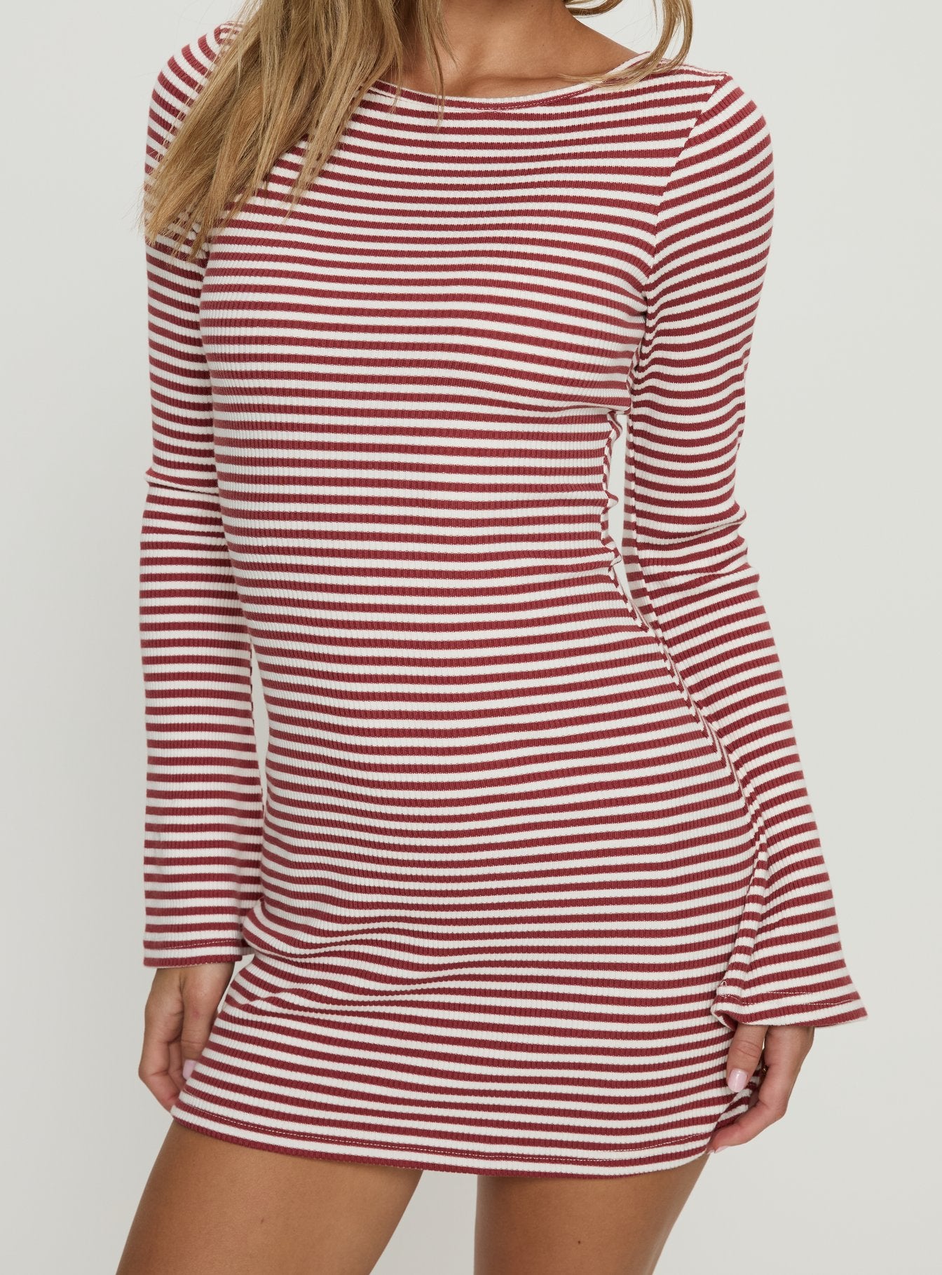 Bryanna Long Sleeve Mini Dress Cherry Stripe - Image 5