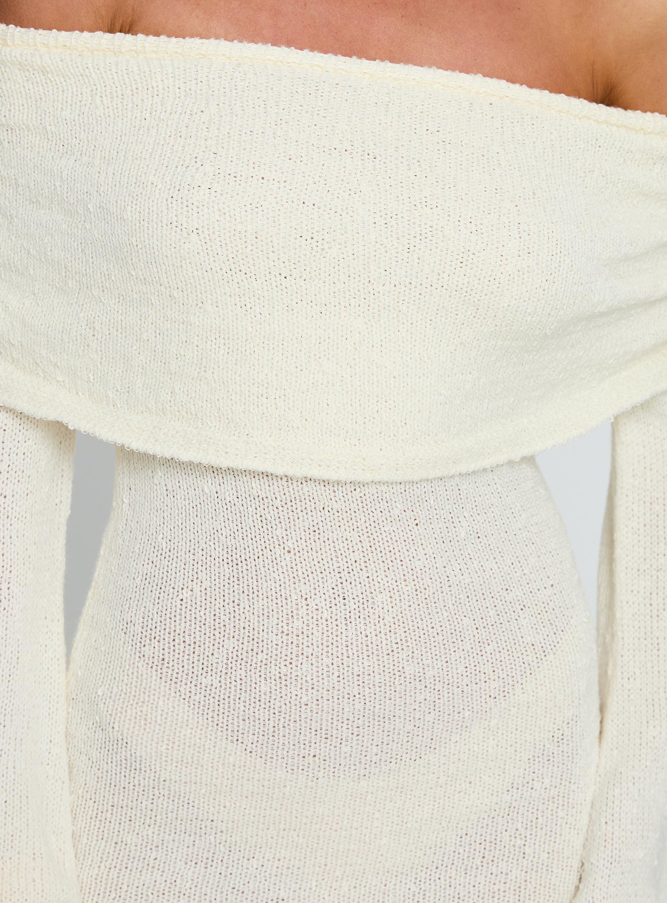 Chanellie Long Sleeve Knit Mini Dress Cream - Image 6