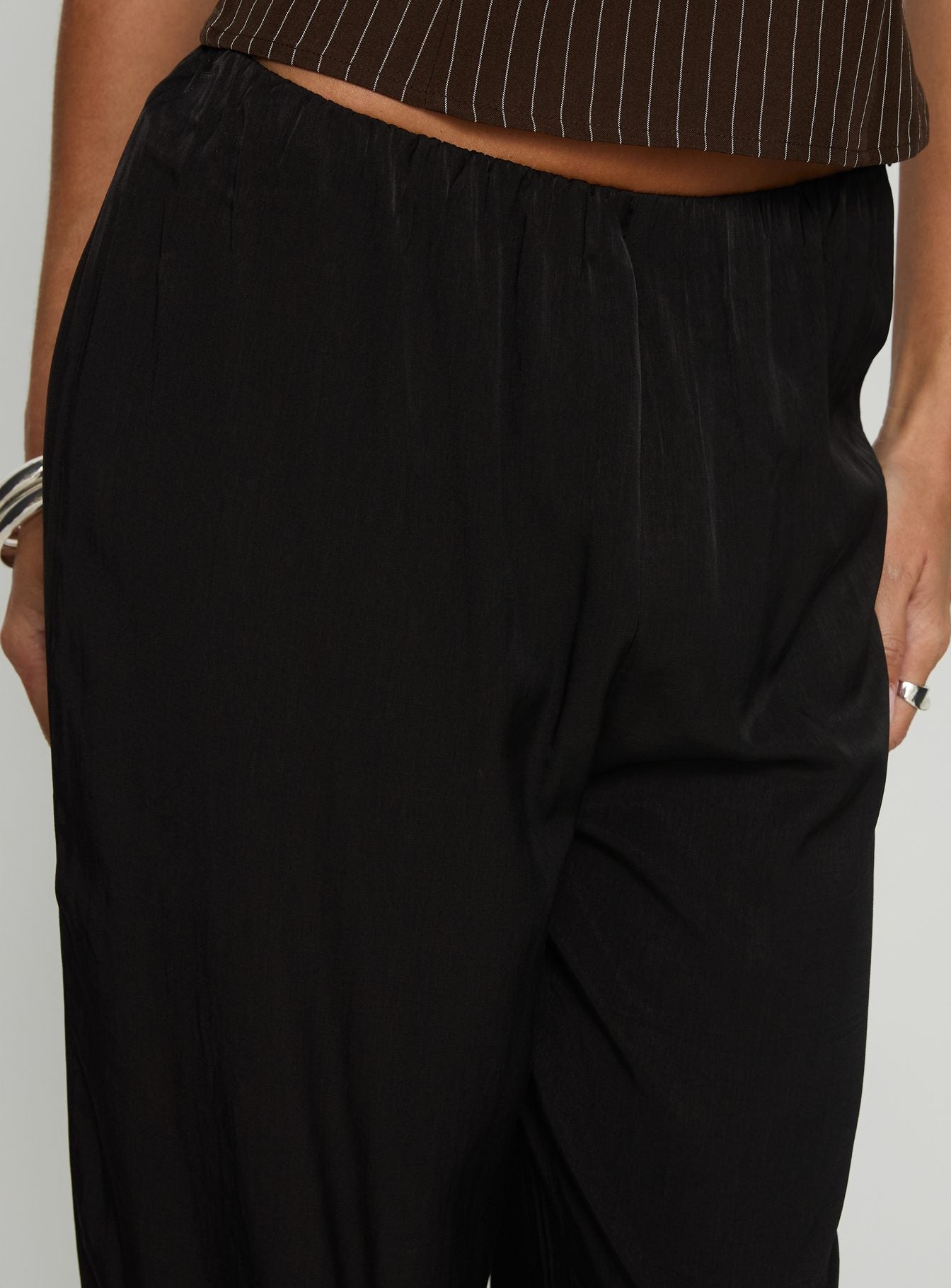 Breina Satin Straight Leg Pants Black - Image 6
