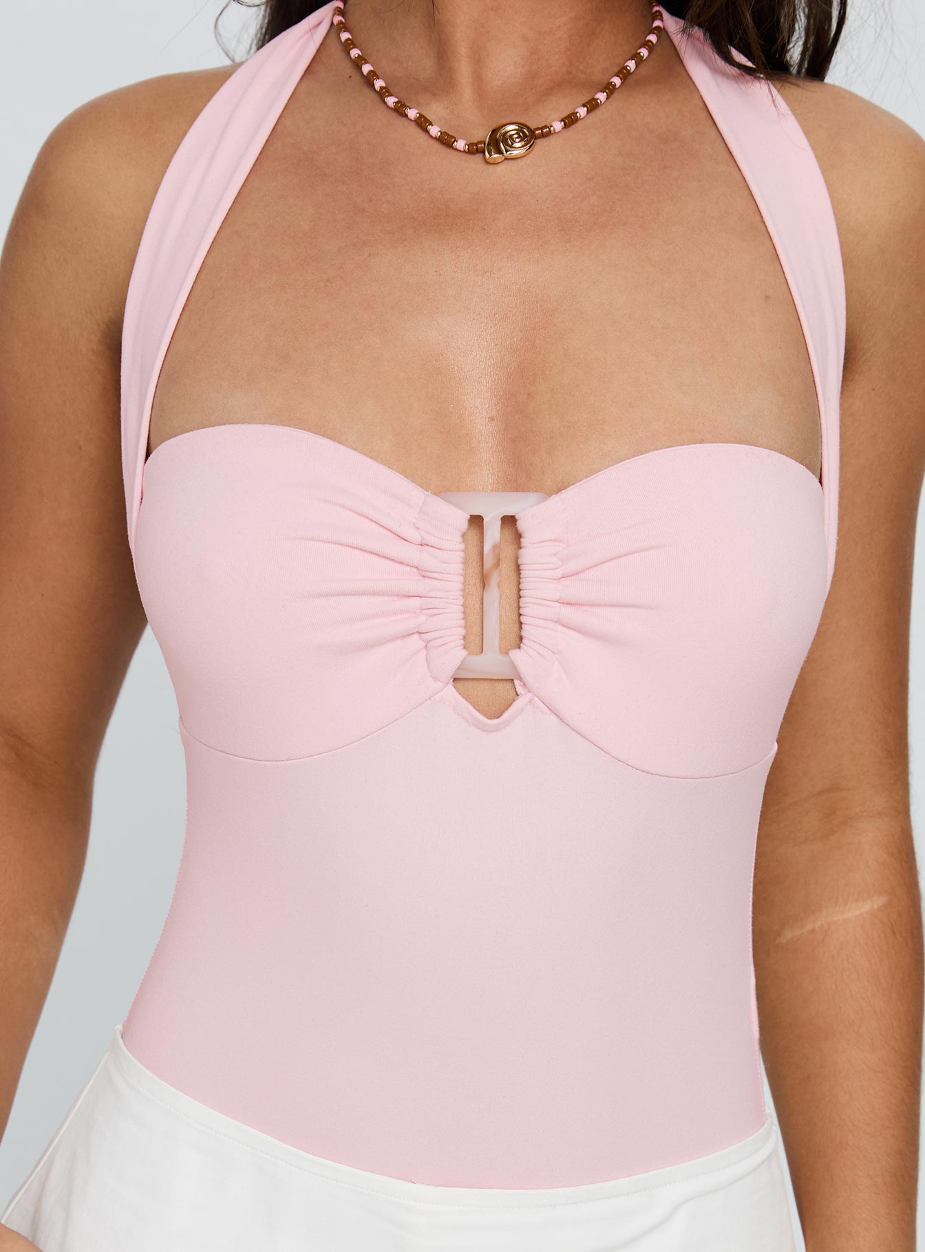 Swaying Buckle Detail Bodysuit Pink - Image 6