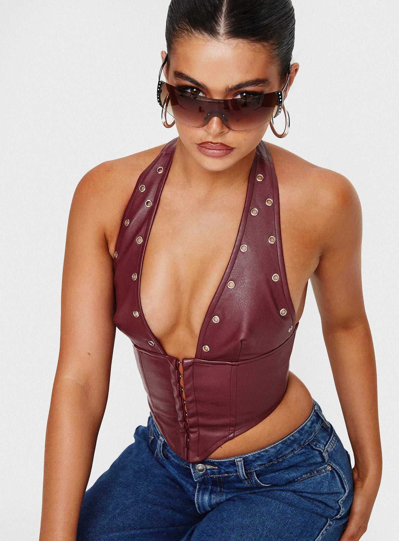 Palladia Pu Jordy Corset Burgundy - Image 7