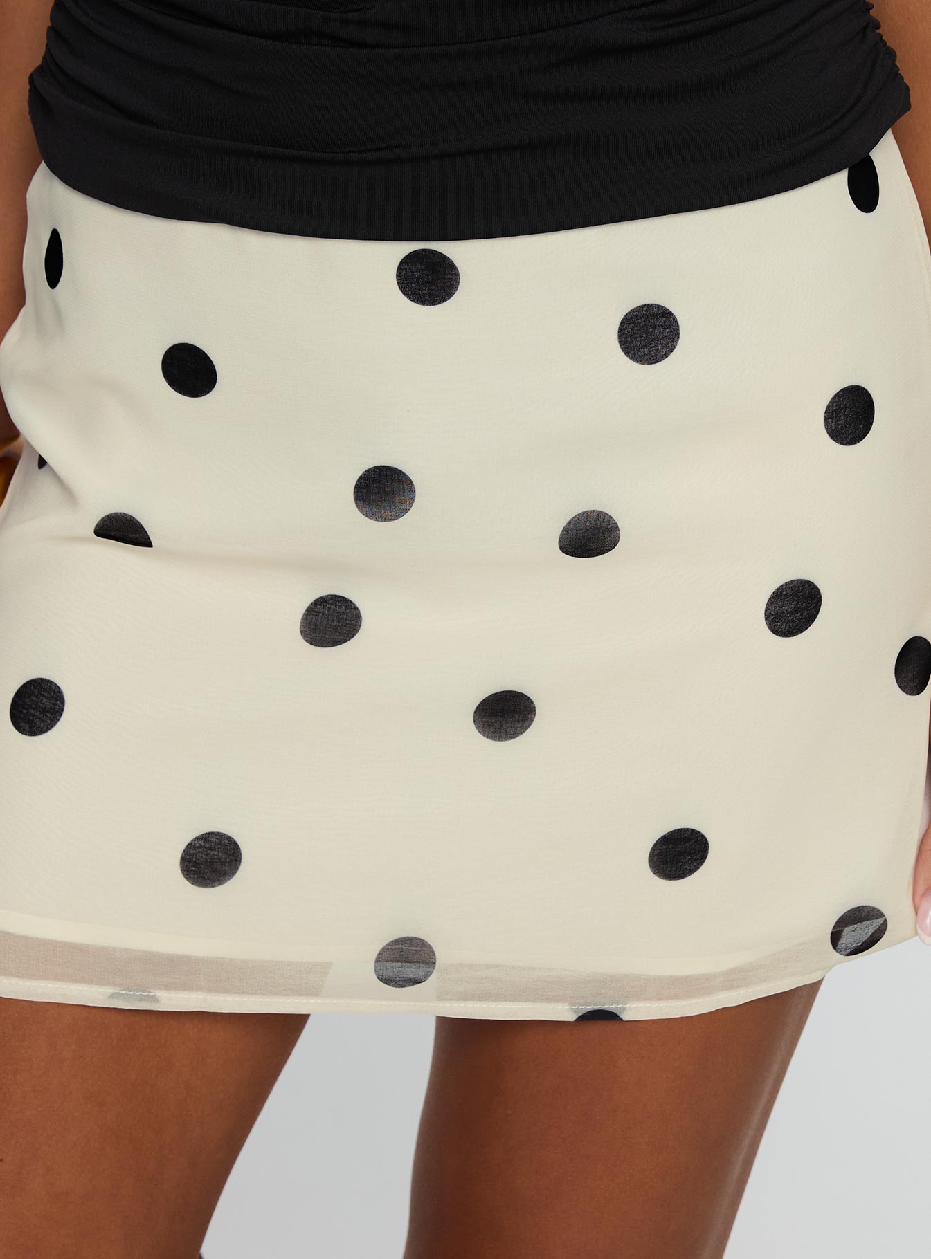 Adelaida Ruffle Mini Skirt Cream Polka - Image 6