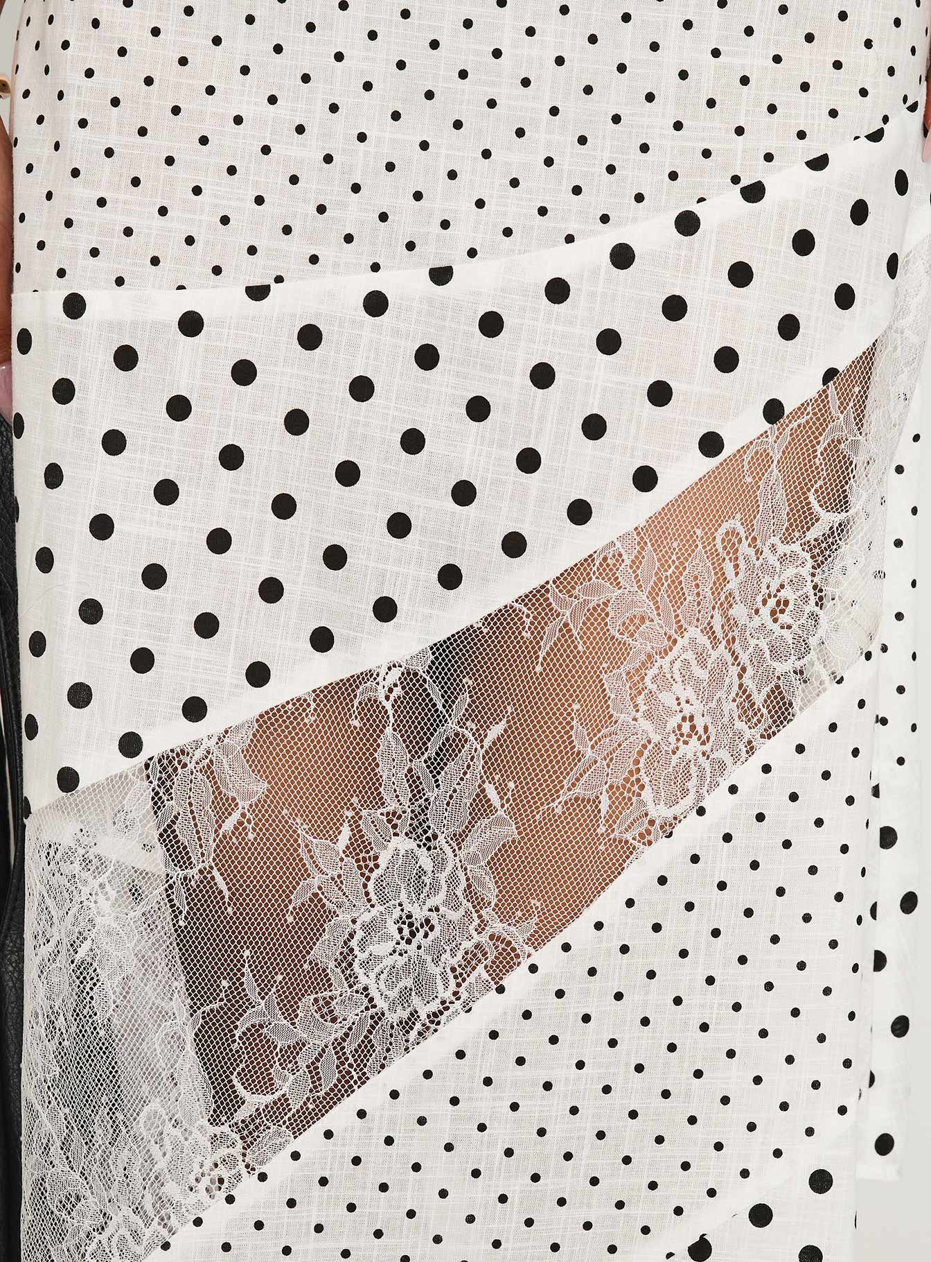 Rennar Maxi Skirt White Polka Dot Petite - Image 3