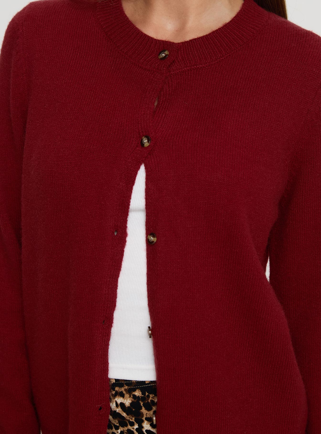 Arica Button Up Knit Cardigan Red - Image 6