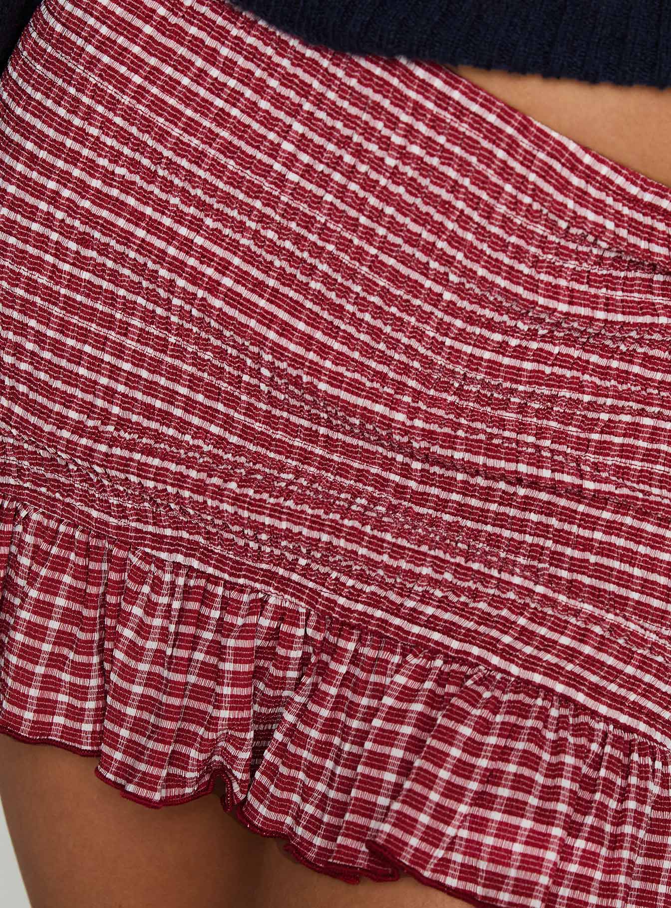 Growing Up Frill Detail Mini Skirt Red Check - Image 5