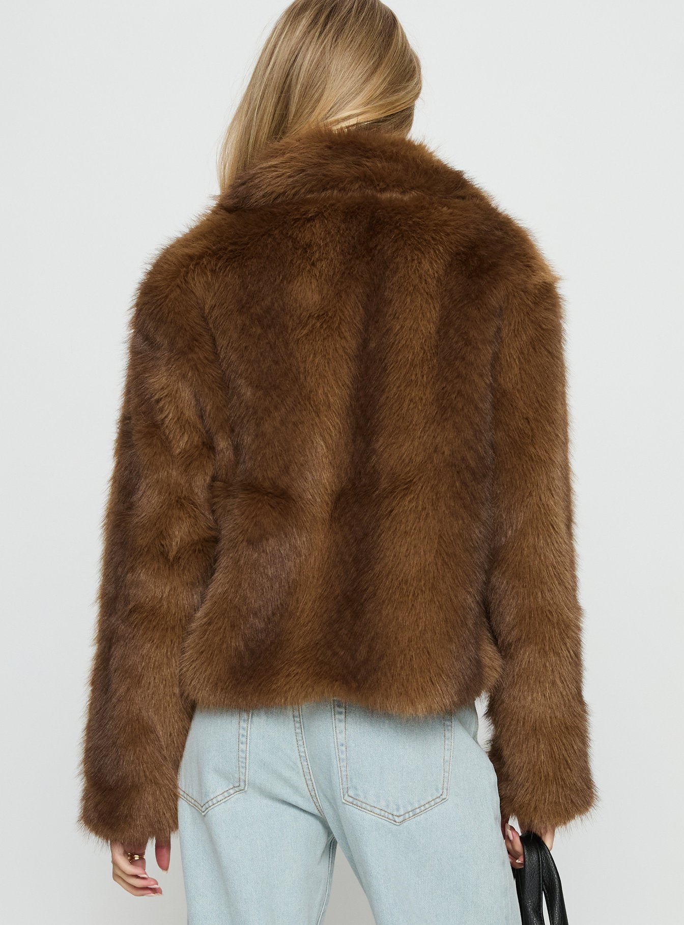 Dawnn Faux Fur Jacket Brown - Image 6