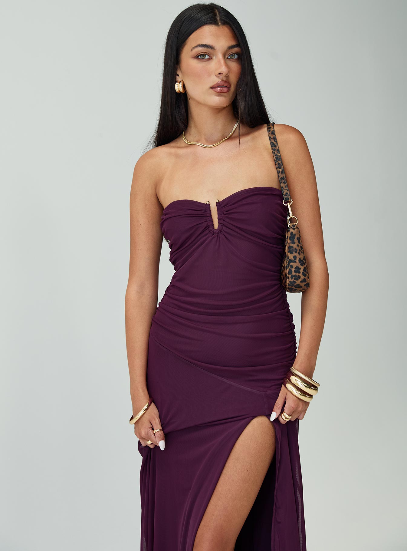 Barbarella Strapless Maxi Dress Purple - Image 5