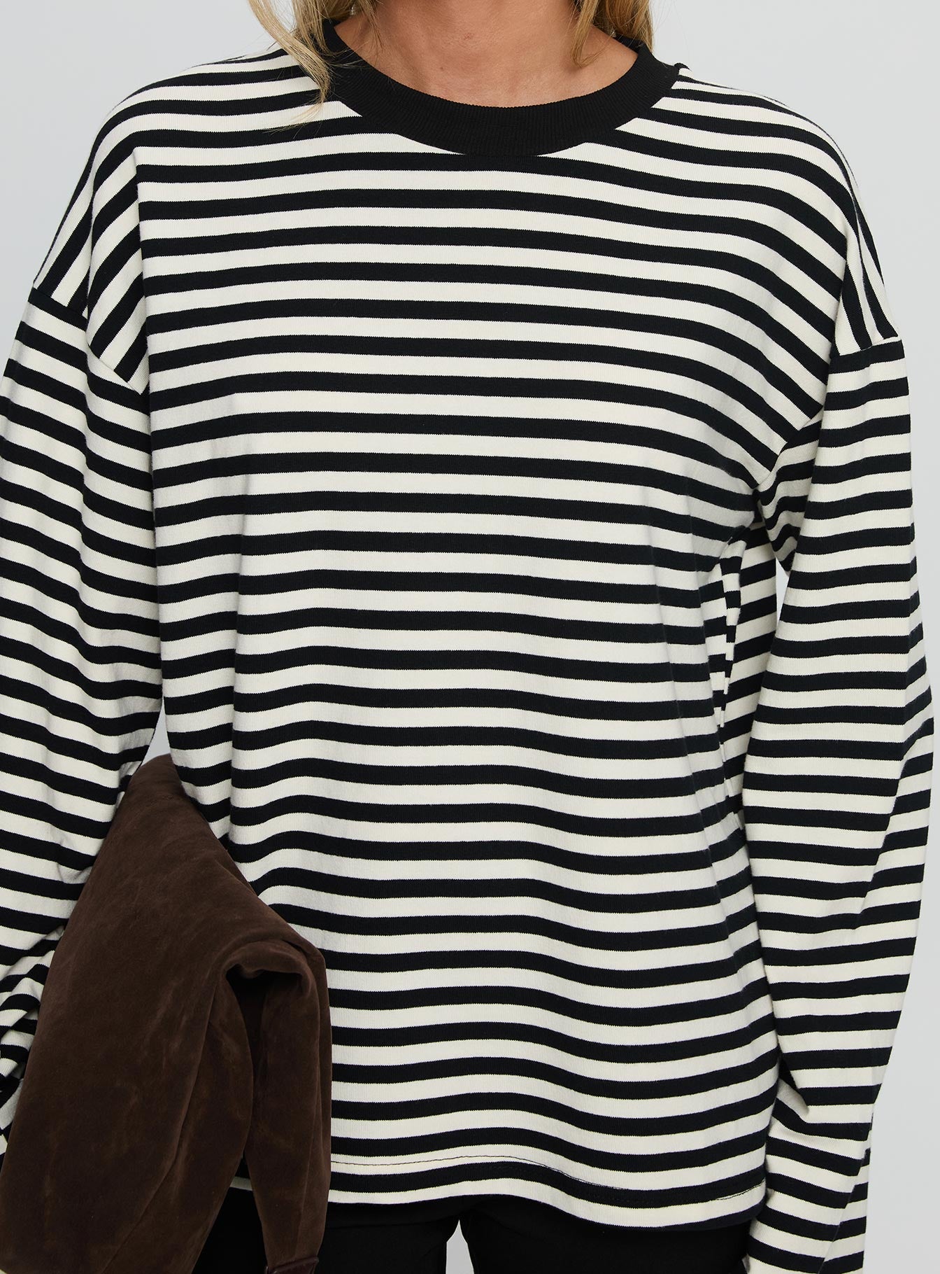 Settle Down Long Sleeve Top Black White Stripe - Image 6