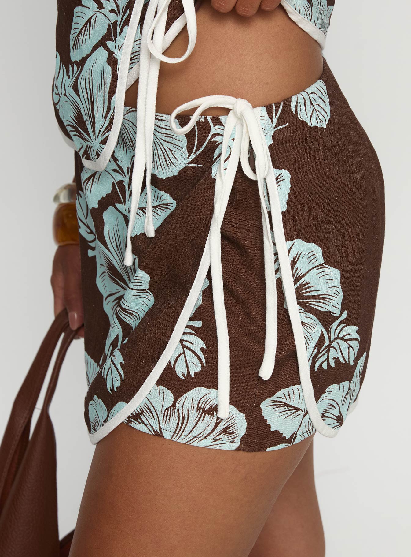 Anyah Halter Wrap Top Brown Blue - Image 6