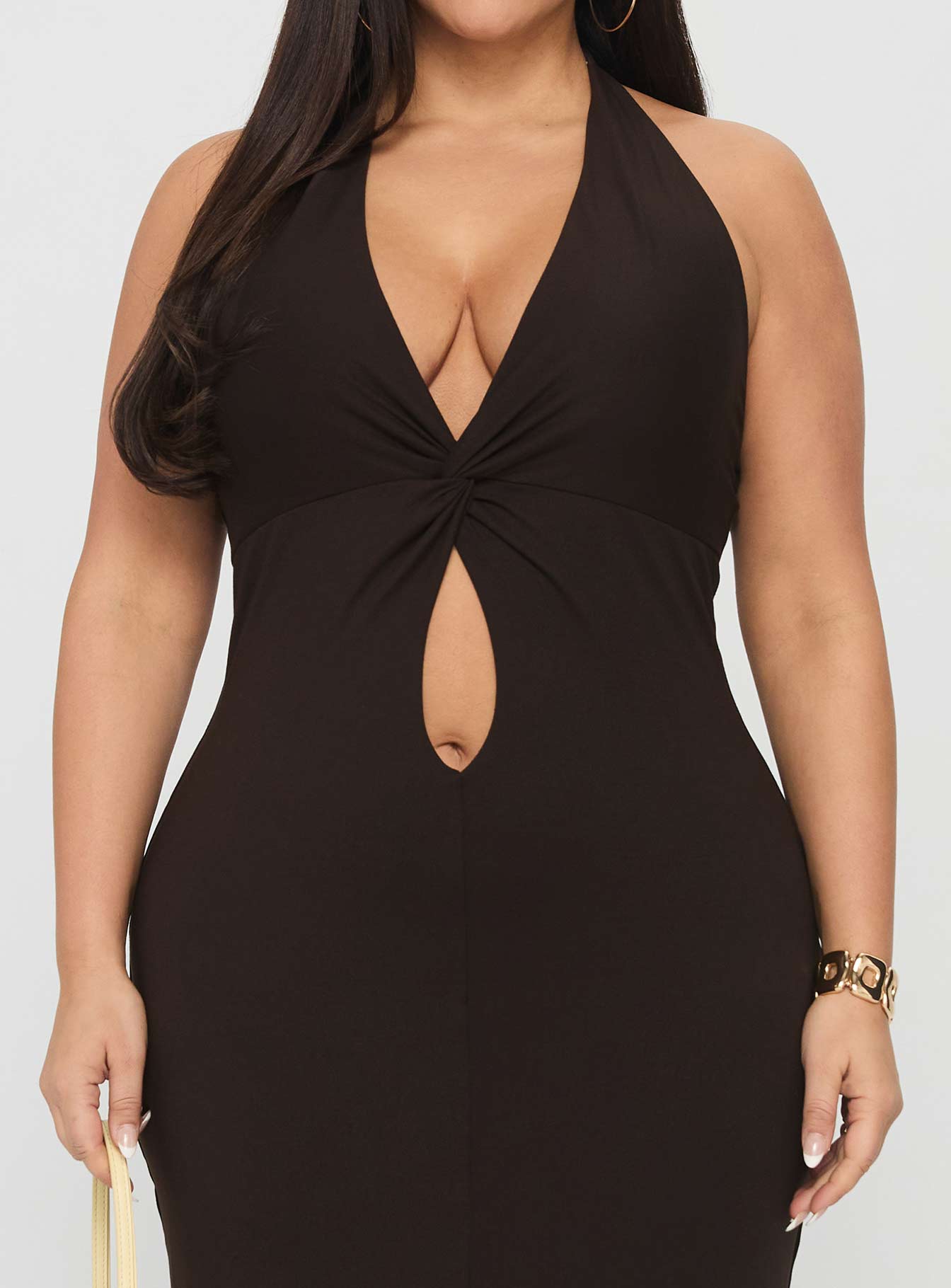 No Hard Feelings Twist Maxi Dress Brown Curve - Image 6