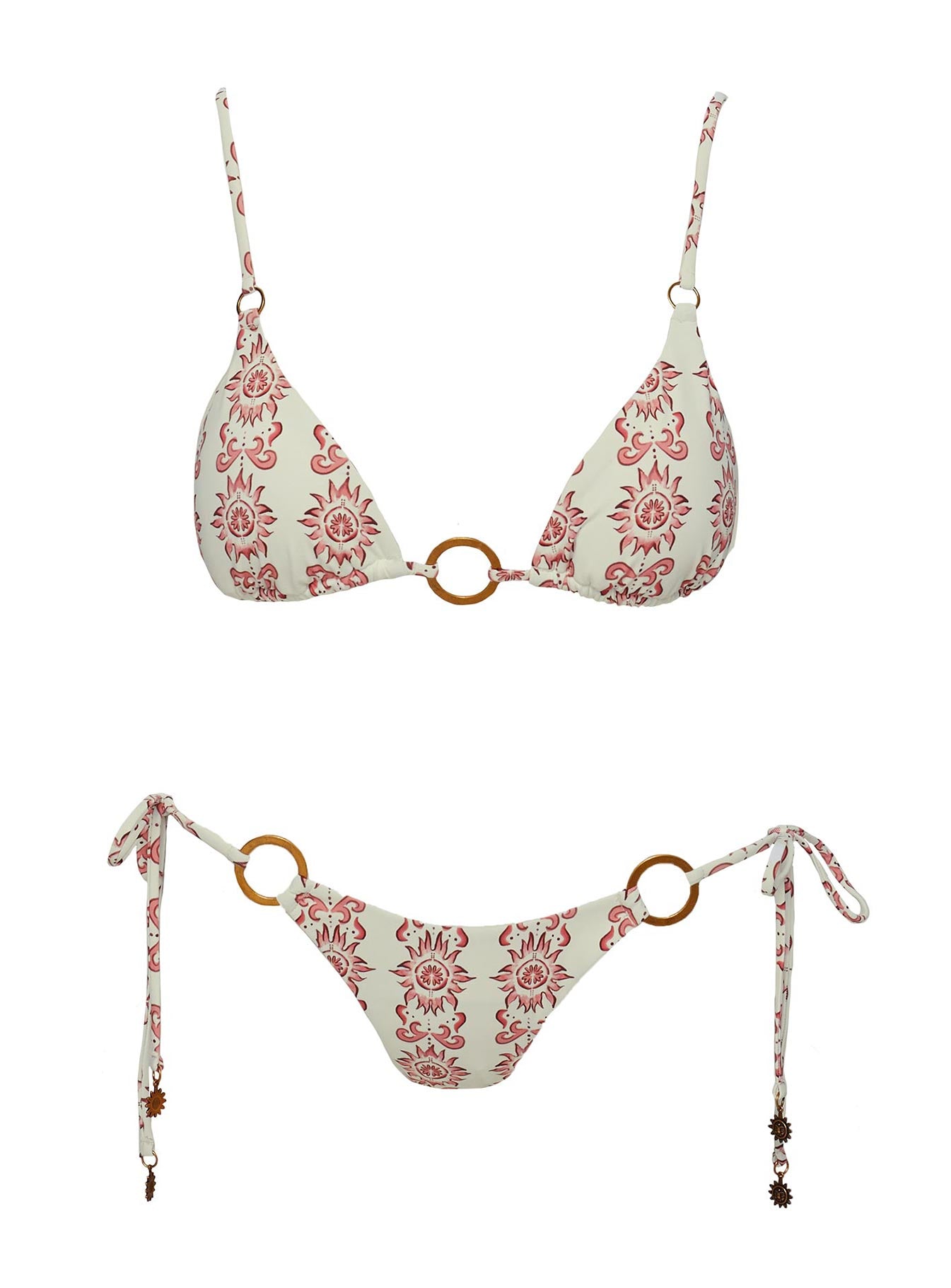 Salmar Triangle Ring Bikini Top White Red - Image 5