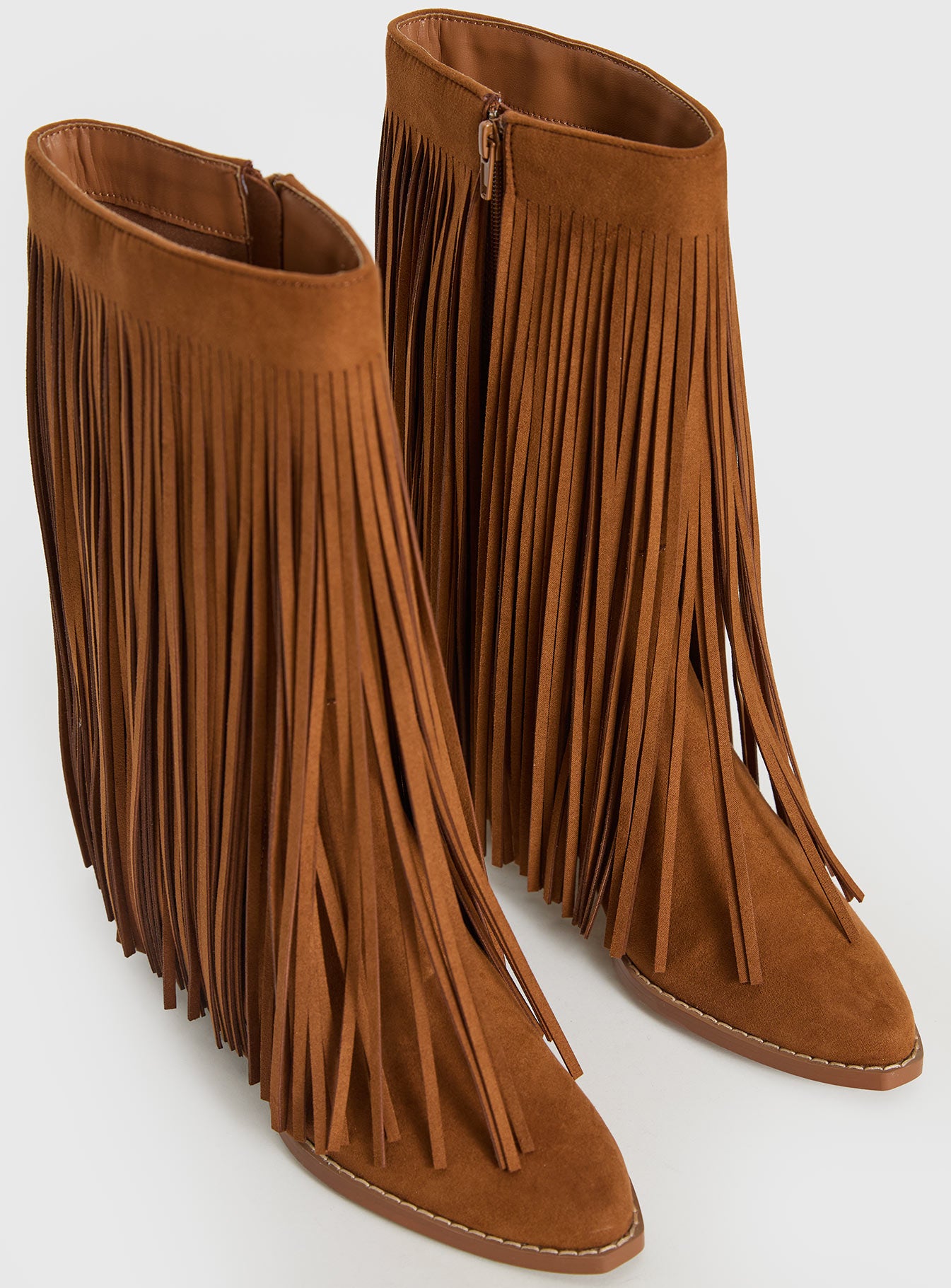 Wild Card Tassel Faux Suede Boots Brown - Image 6
