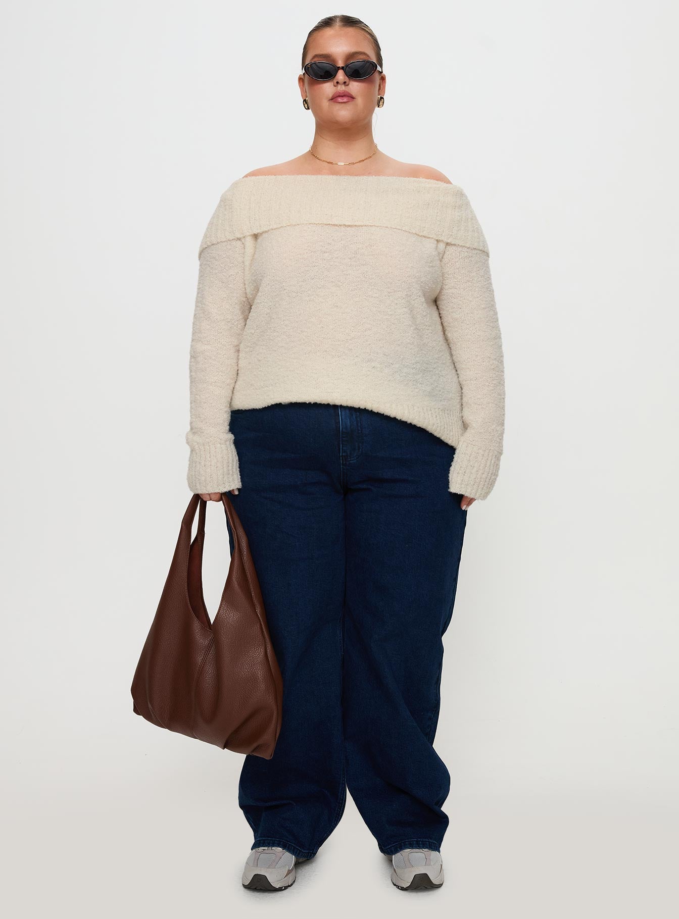 Parkley Boucle Off The Shoulder Cream Curve - Image 7