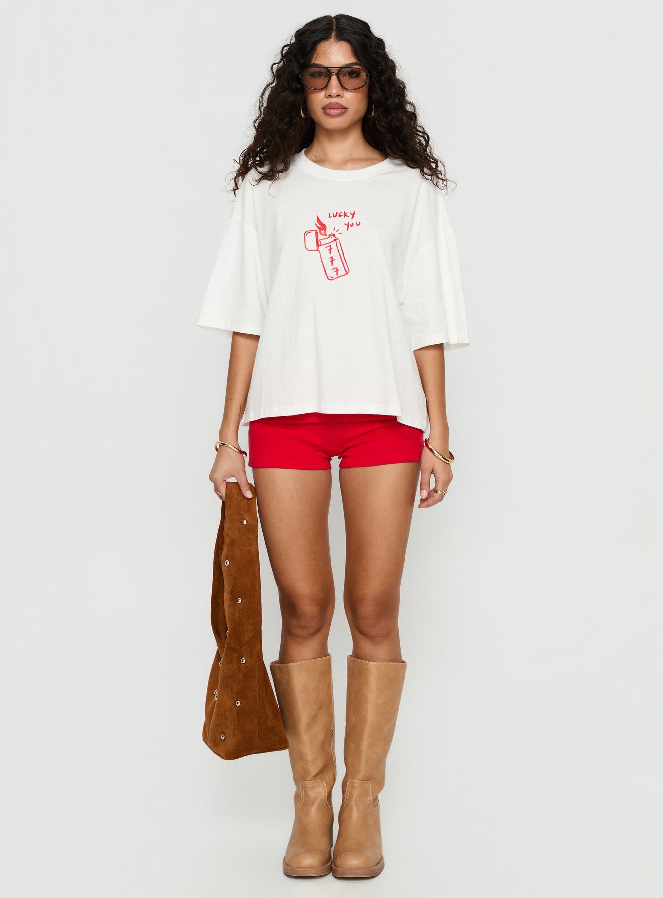 Lucky You Lighter Oversized Graphic Top White - Image 7