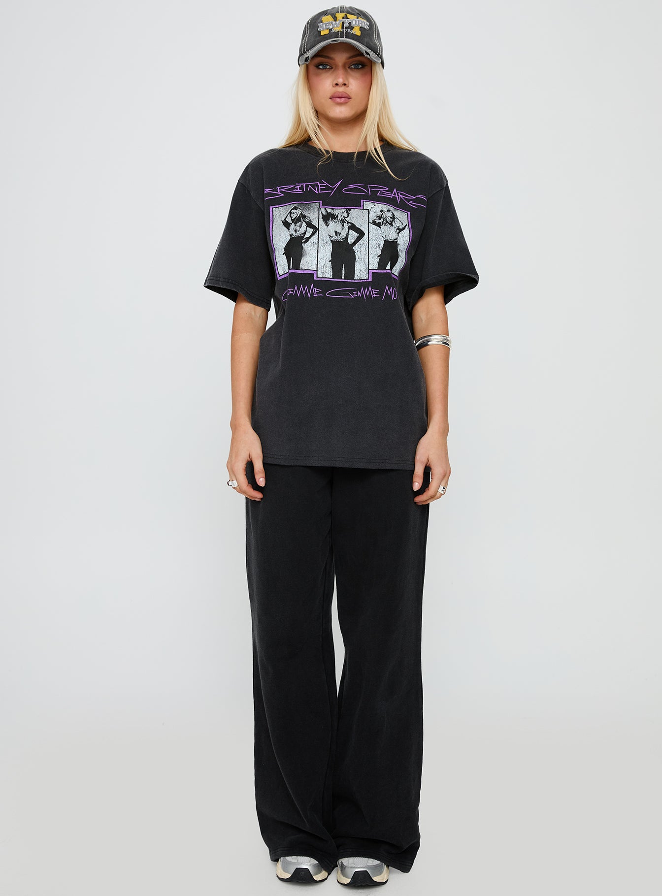 Britney Spears Gimme More Oversized Graphic Top Washed Black - Image 6